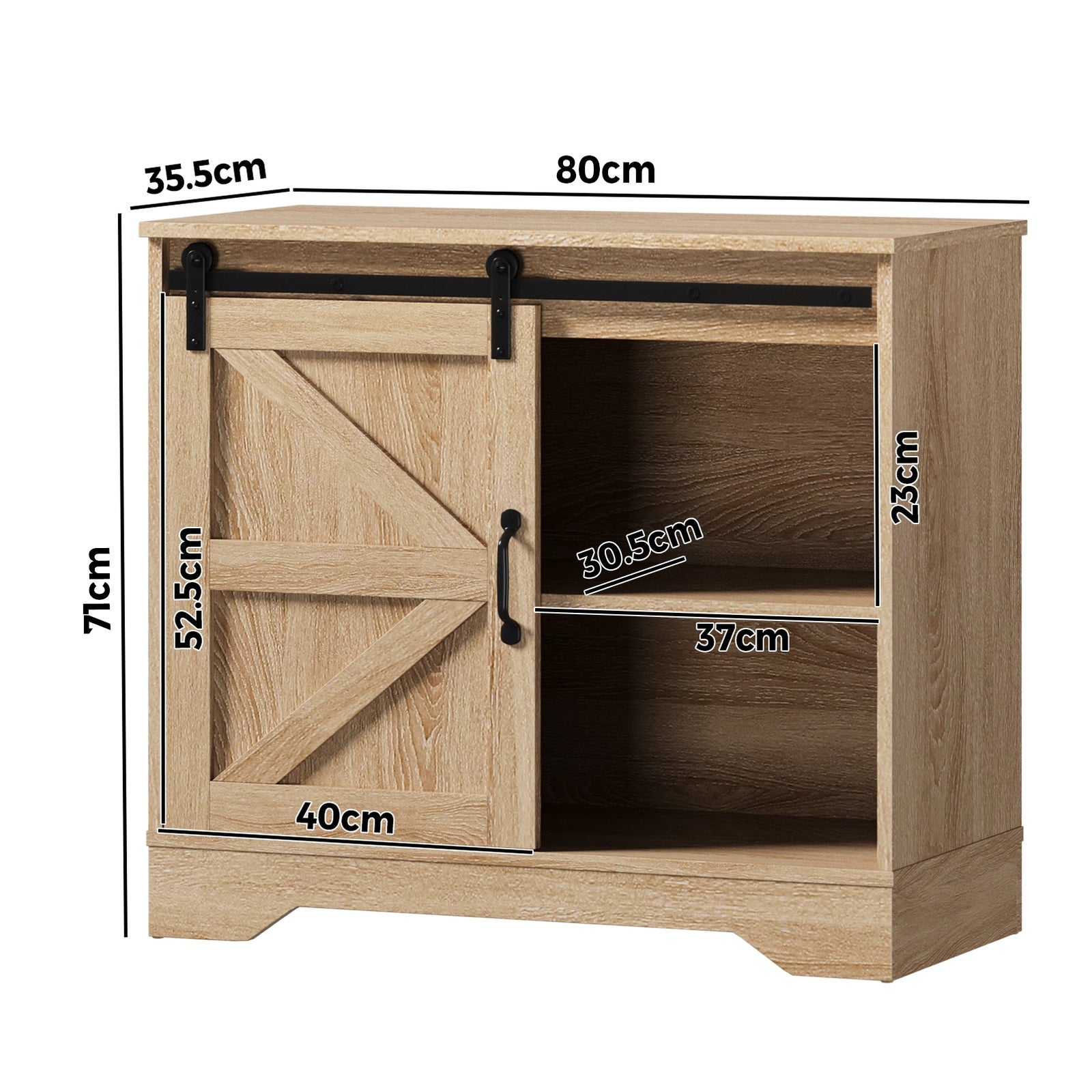 Oikiture Buffet Sideboard Cabinet Pantry Storage Cupboard Sliding Door Natural - Sunyee
