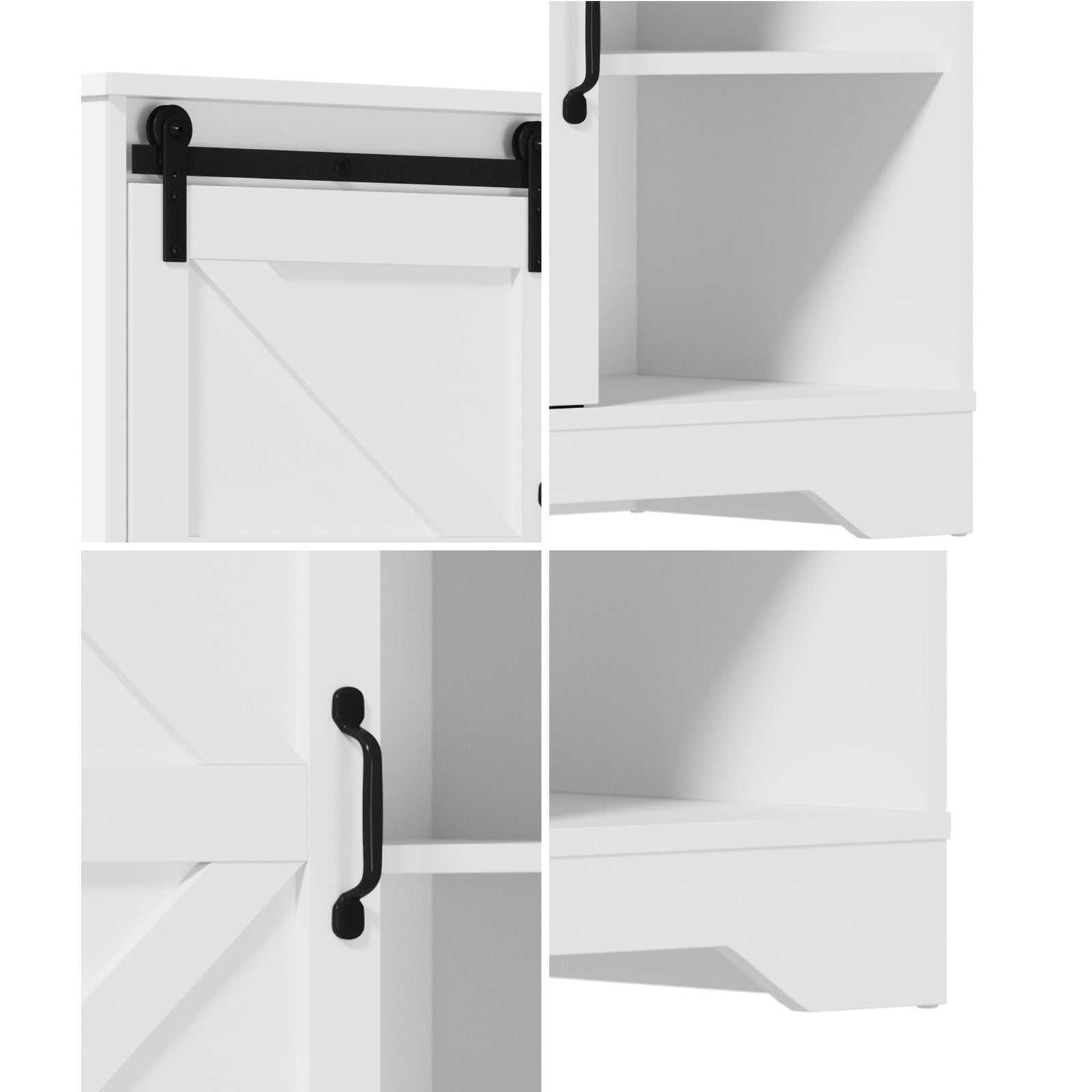 Oikiture Buffet Sideboard Cabinet Pantry Storage Cupboard Sliding Door White - Sunyee