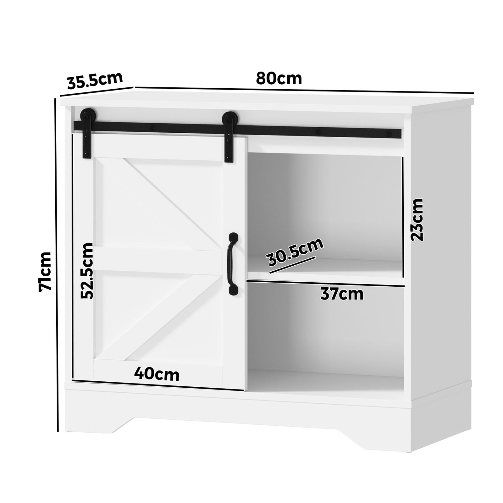 Oikiture Buffet Sideboard Cabinet Pantry Storage Cupboard Sliding Door White - Sunyee