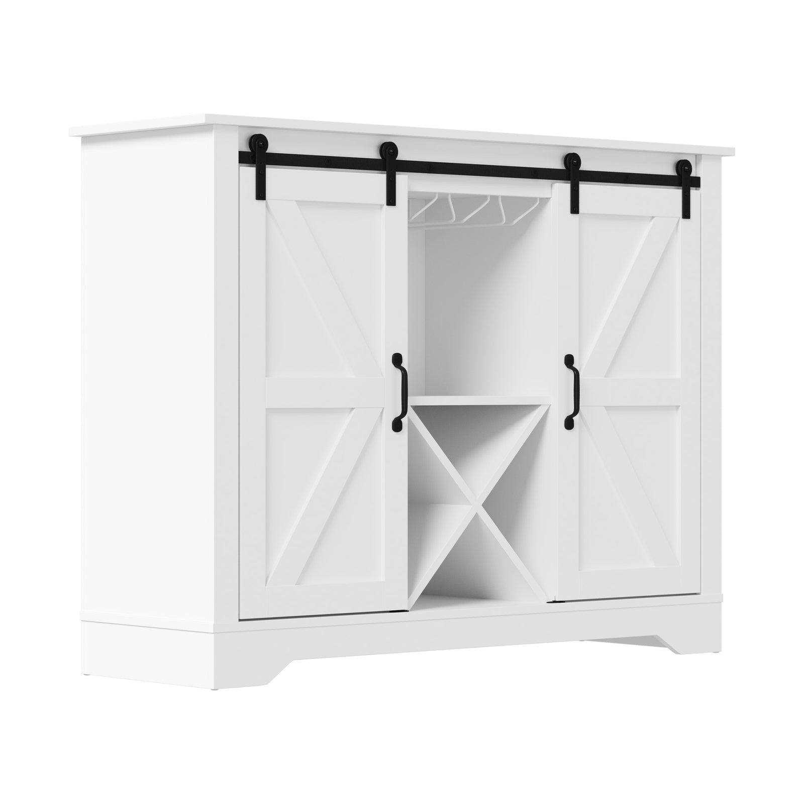 Oikiture Sideboard Buffet Storage Cabinet Wine Rack Sliding Door 5 Shelves White - Sunyee