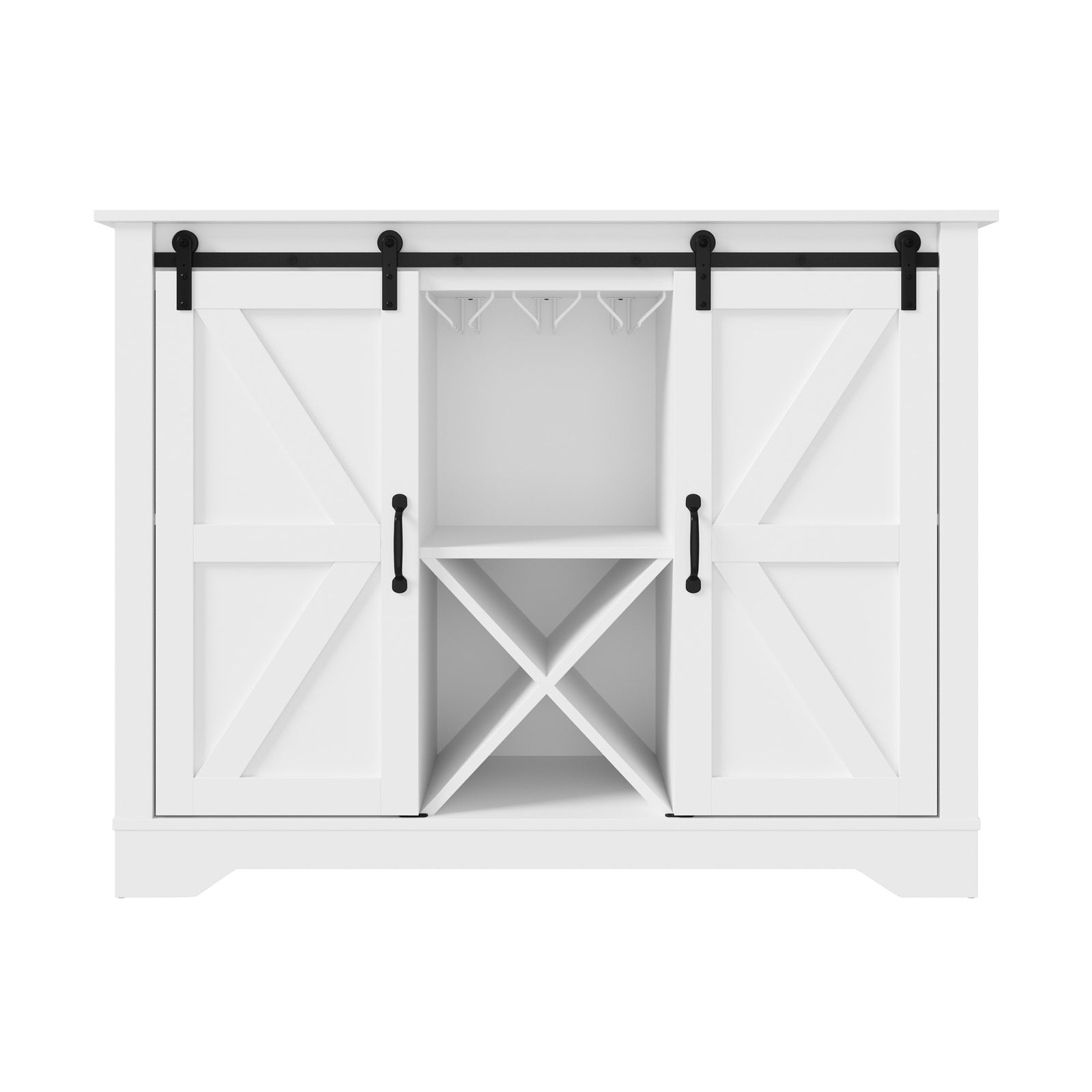 Oikiture Sideboard Buffet Storage Cabinet Wine Rack Sliding Door 5 Shelves White - Sunyee