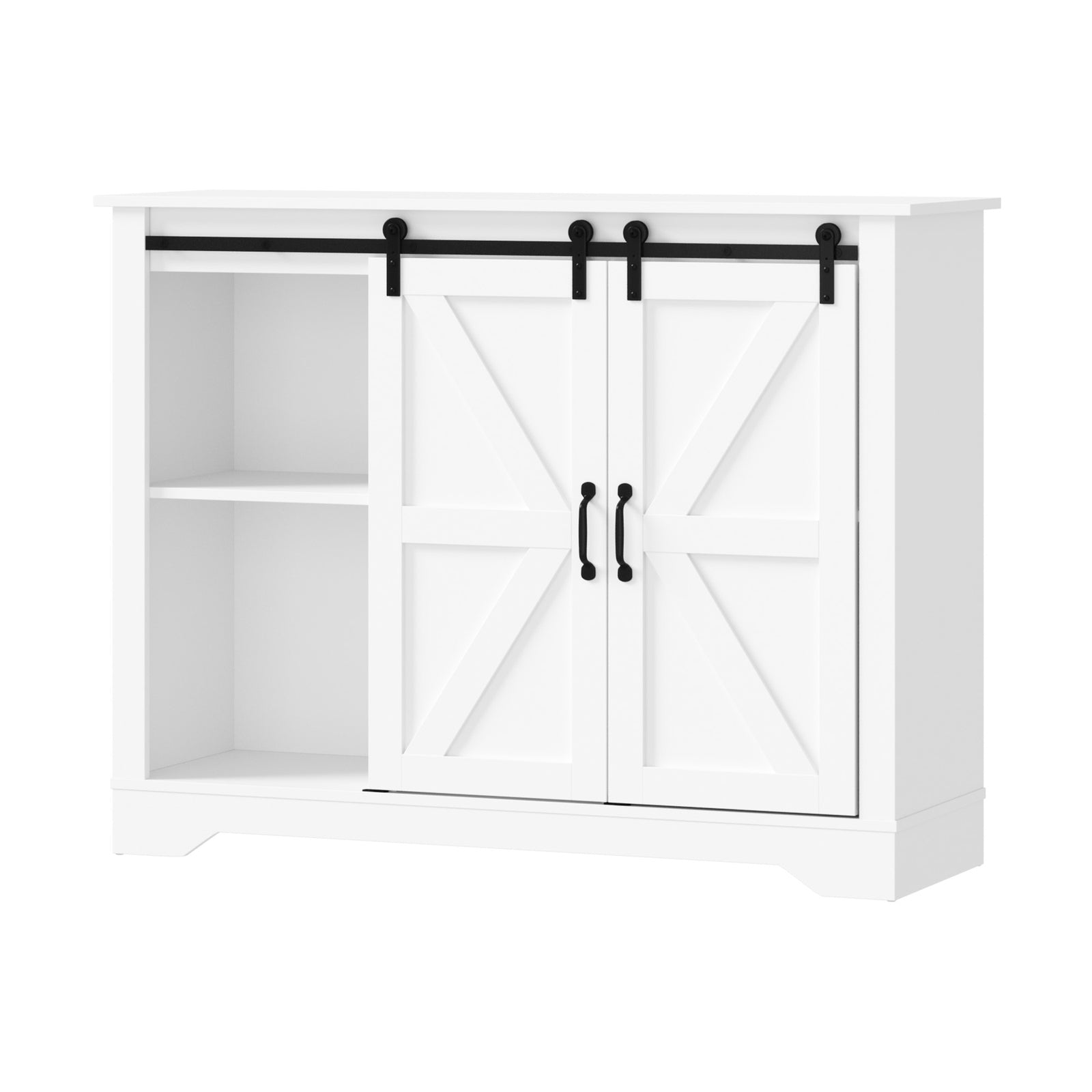 Oikiture Sideboard Buffet Storage Cabinet Wine Rack Sliding Door 5 Shelves White - Sunyee