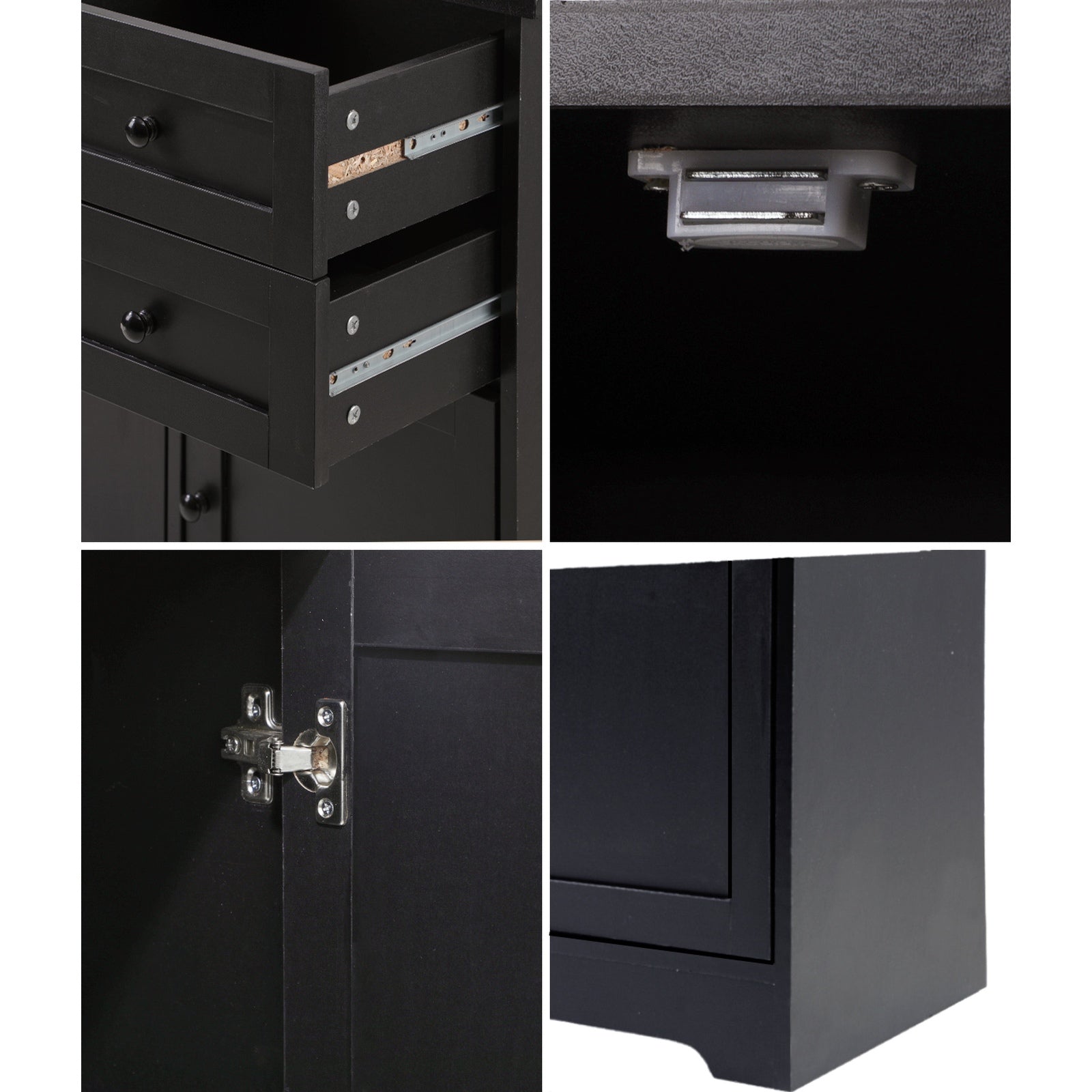Oikiture Buffet Sideboard Storage Cabinet Cupboard Hallway Drawers Table Black - Sunyee