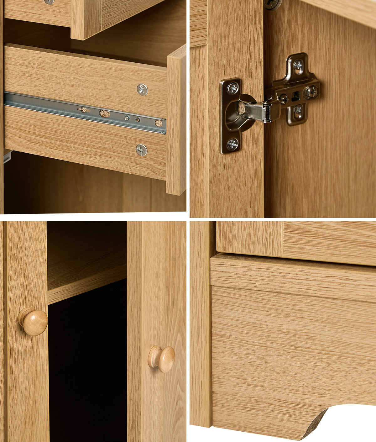 Oikiture Buffet Sideboard Storage Cabinet Cupboard Hallway Drawers Table Natural - Sunyee