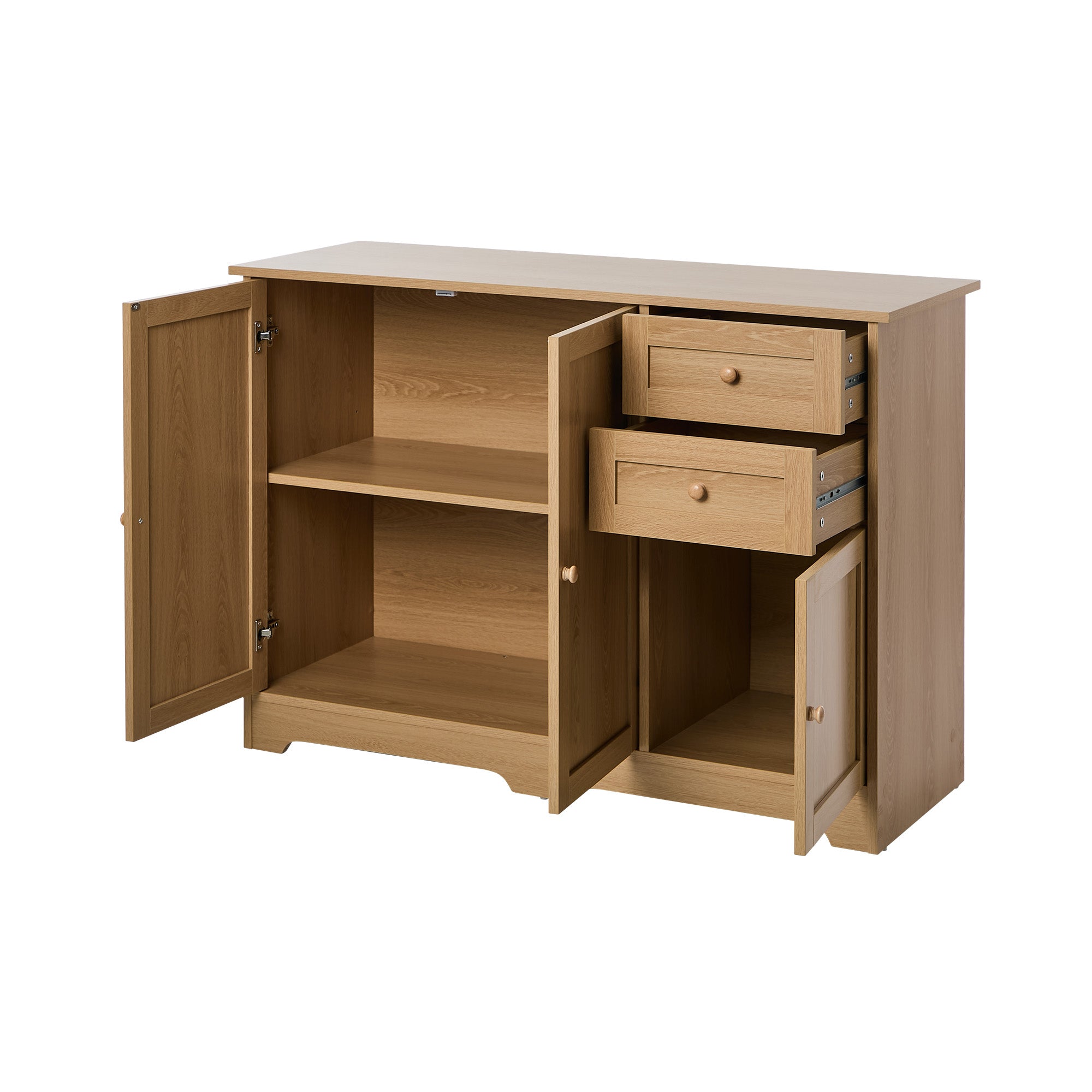 Oikiture Buffet Sideboard Storage Cabinet Cupboard Hallway Drawers Table Natural - Sunyee