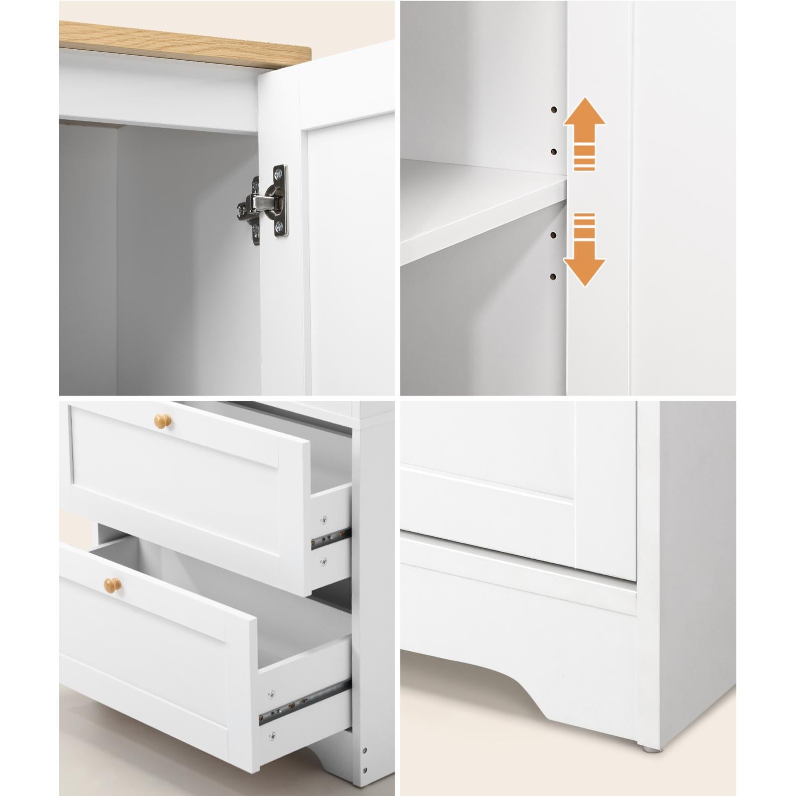 Oikiture Buffet Sideboard Storage Cabinet Kitchen Cupboard Wardrobe Shelf Drawer - Sunyee