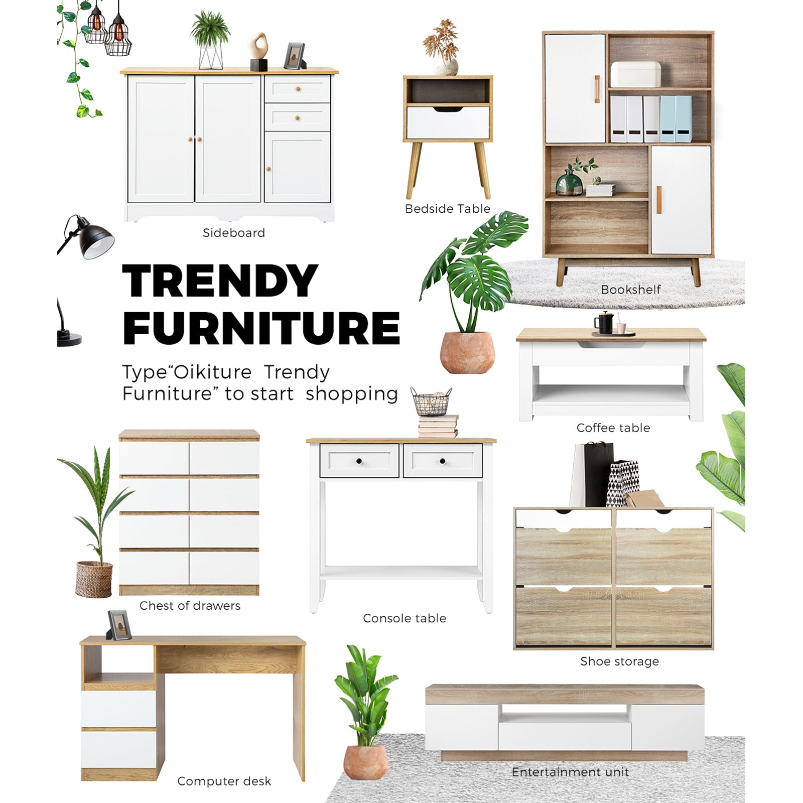 Oikiture Sideboard Buffet Storage Cabinet Kitchen Cupboard Pantry Drawers Shelf - Sunyee