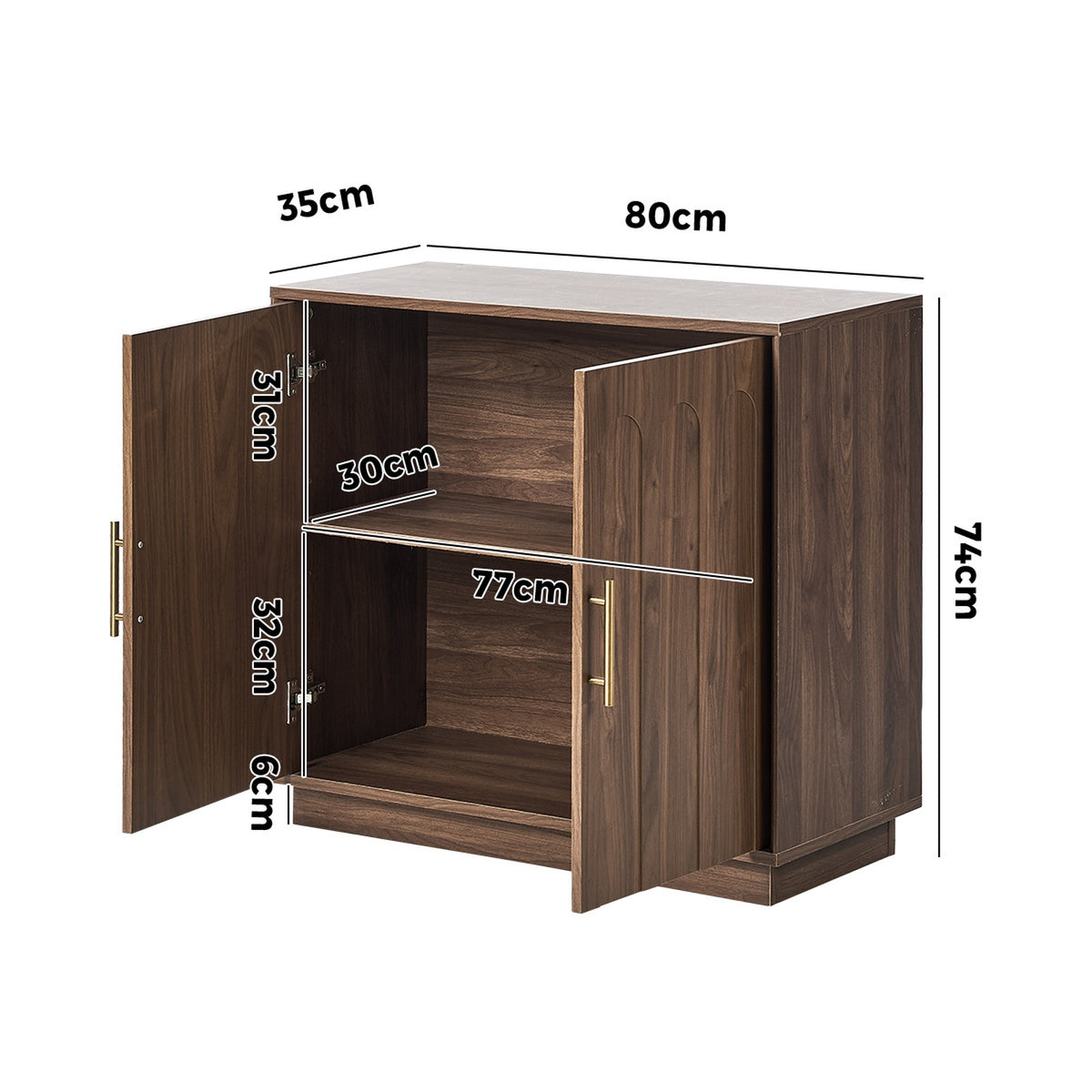 Oikiture Buffet Sideboard Storage Cabinet 2 Door Cupboard Hallway Table Walnut