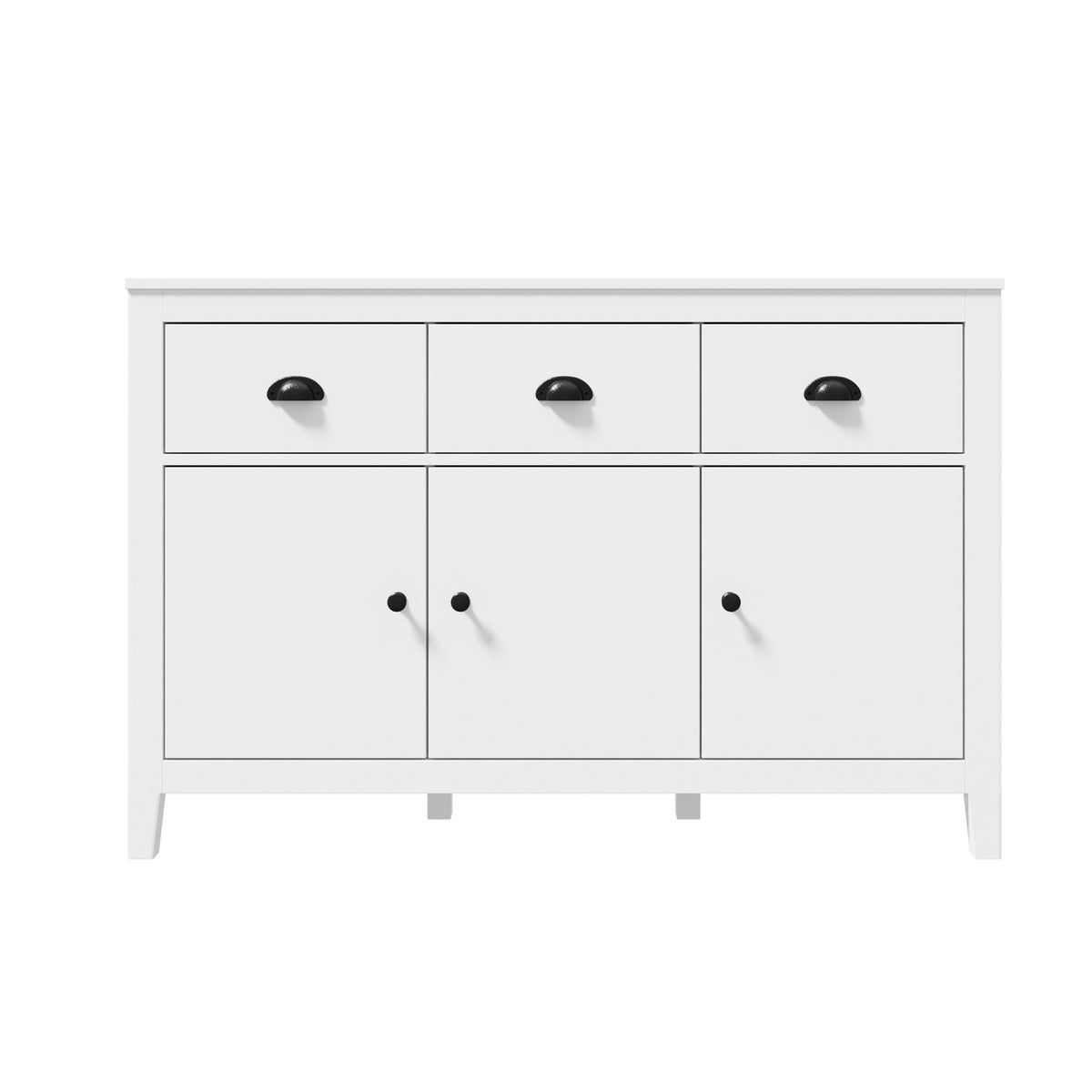 Oikiture Sideboard Buffet Storage Cabinet 3 Doors Cupboard Pantry Kitchen White - Sunyee