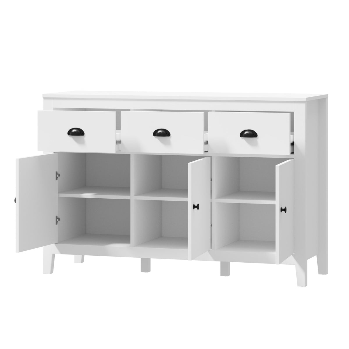 Oikiture Sideboard Buffet Storage Cabinet 3 Doors Cupboard Pantry Kitchen White - Sunyee