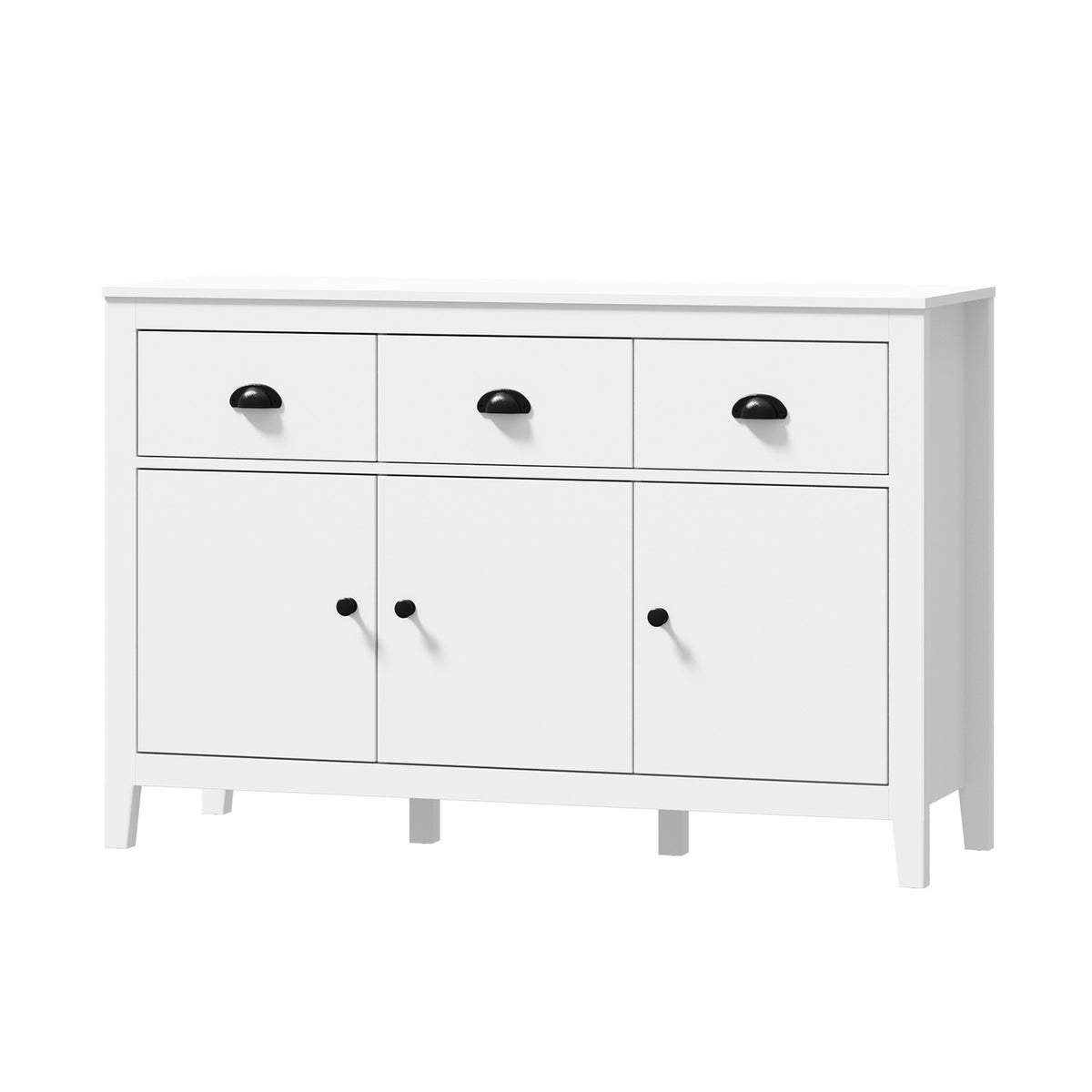 Oikiture Sideboard Buffet Storage Cabinet 3 Doors Cupboard Pantry Kitchen White - Sunyee