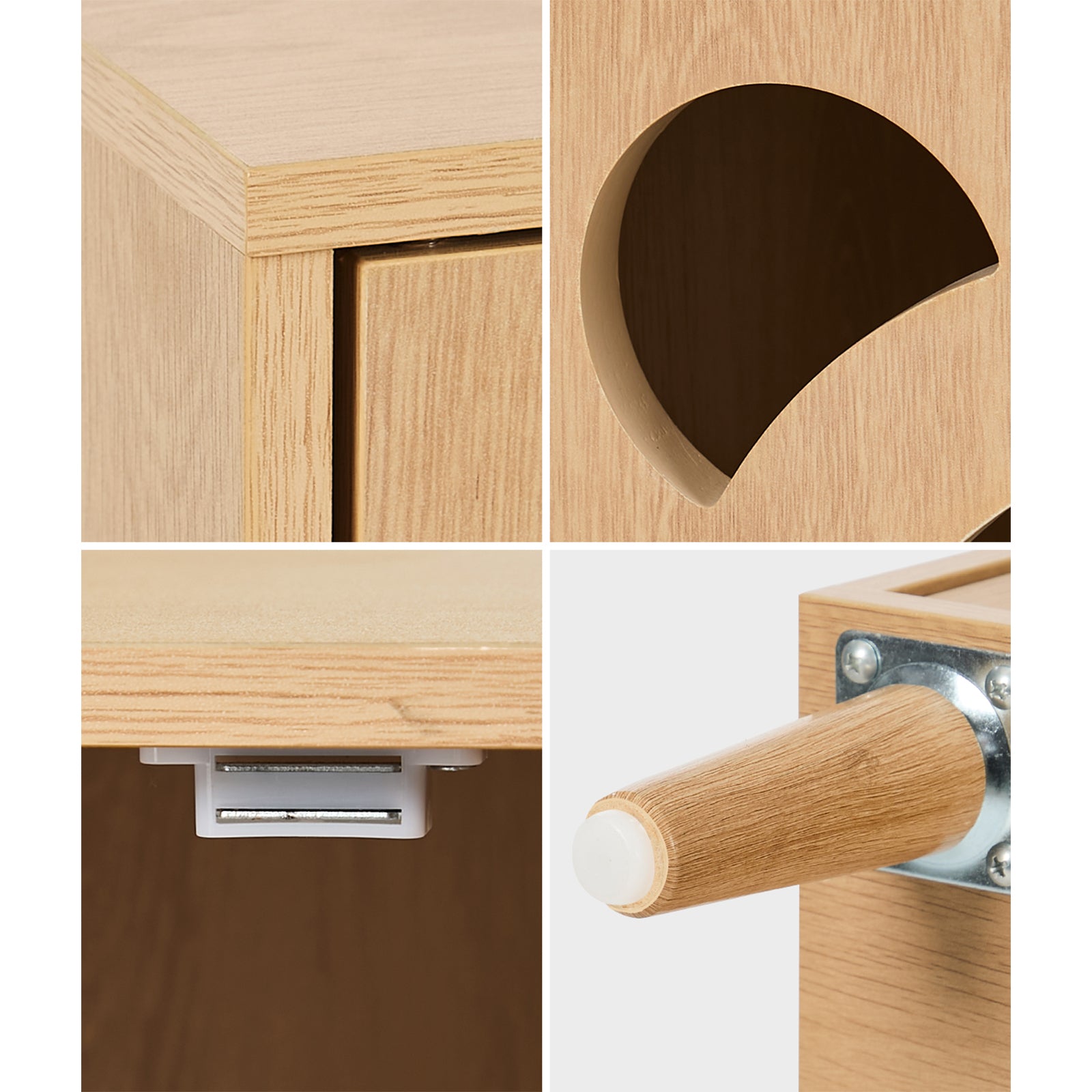 Oikiture Pet Storage Cabinet Cat House Side Table Hidden Litter Box Natural