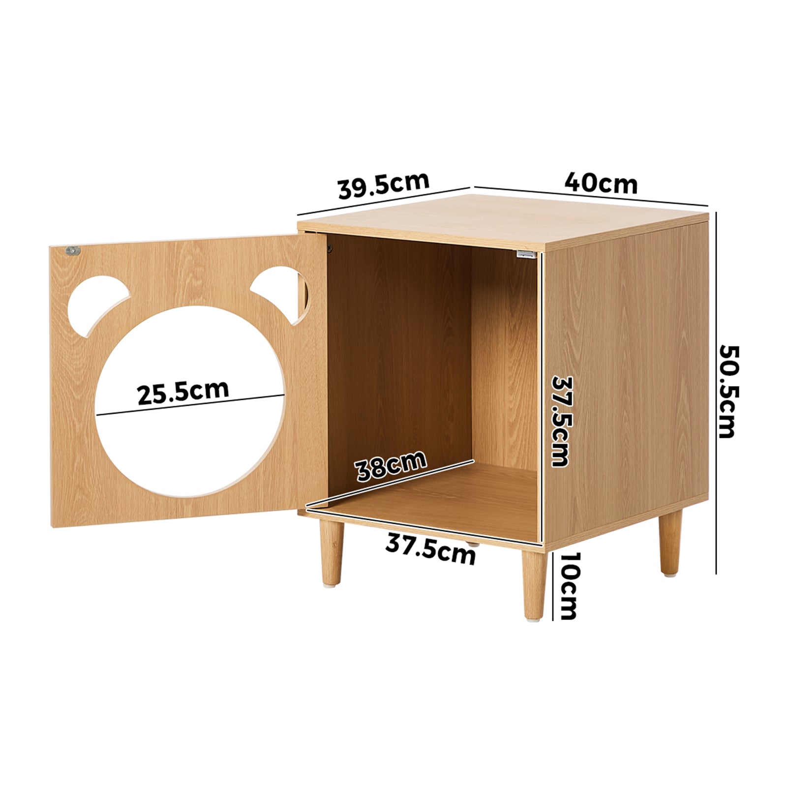 Oikiture Pet Storage Cabinet Cat House Side Table Hidden Litter Box Natural