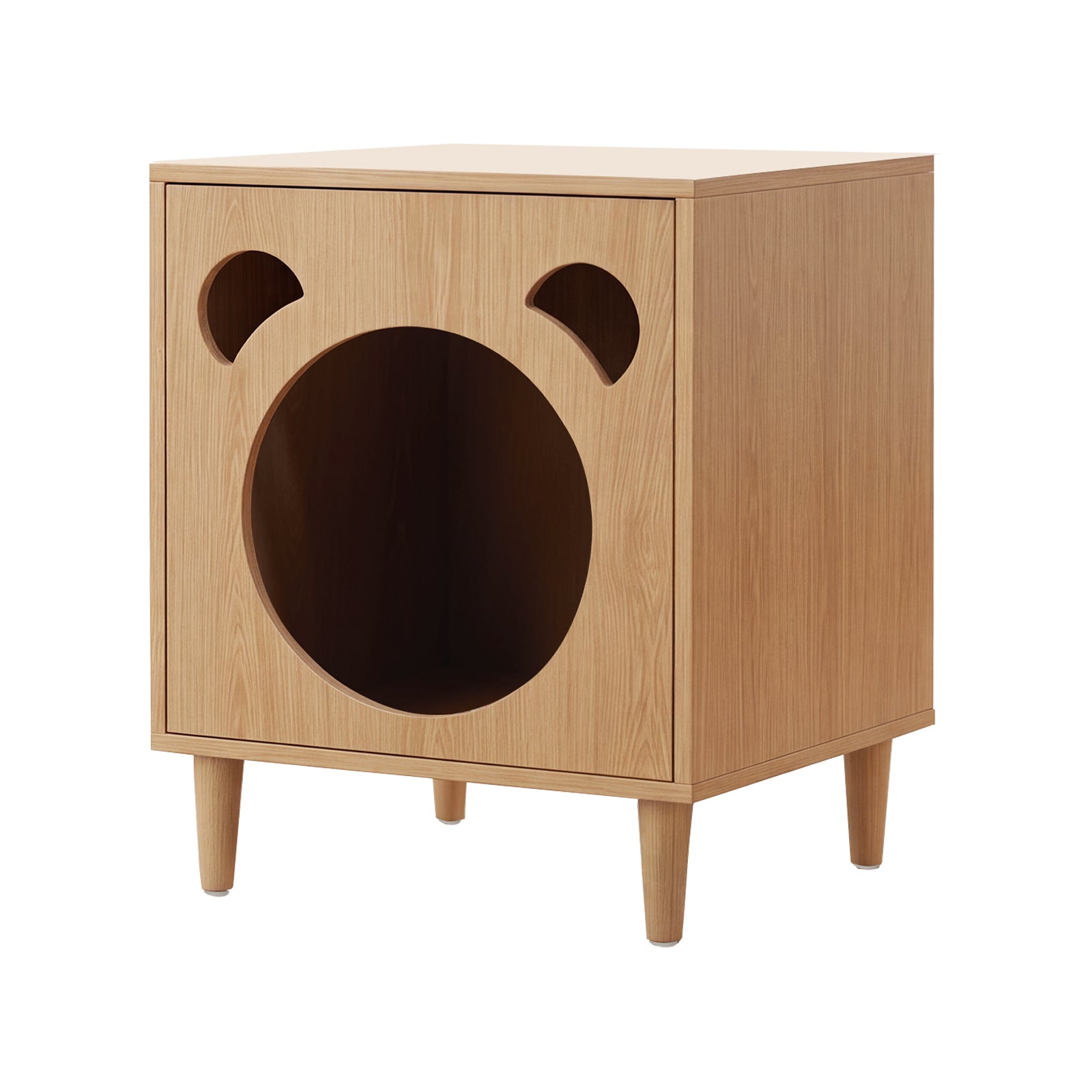 Oikiture Pet Storage Cabinet Cat House Side Table Hidden Litter Box Natural
