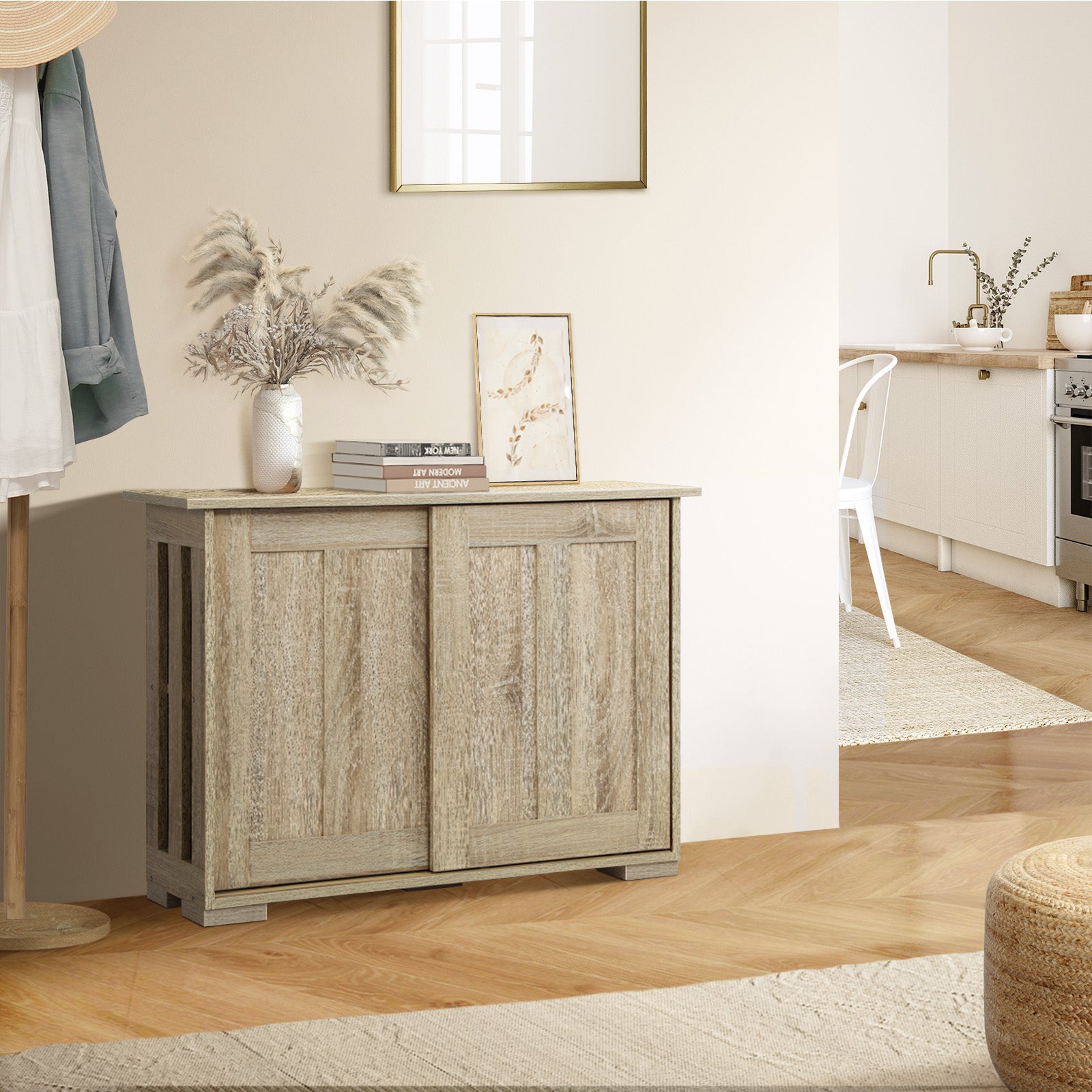 Oikiture Buffet Sideboard Cabinet Doors Storage Kitchen Cupboard Hallway Table