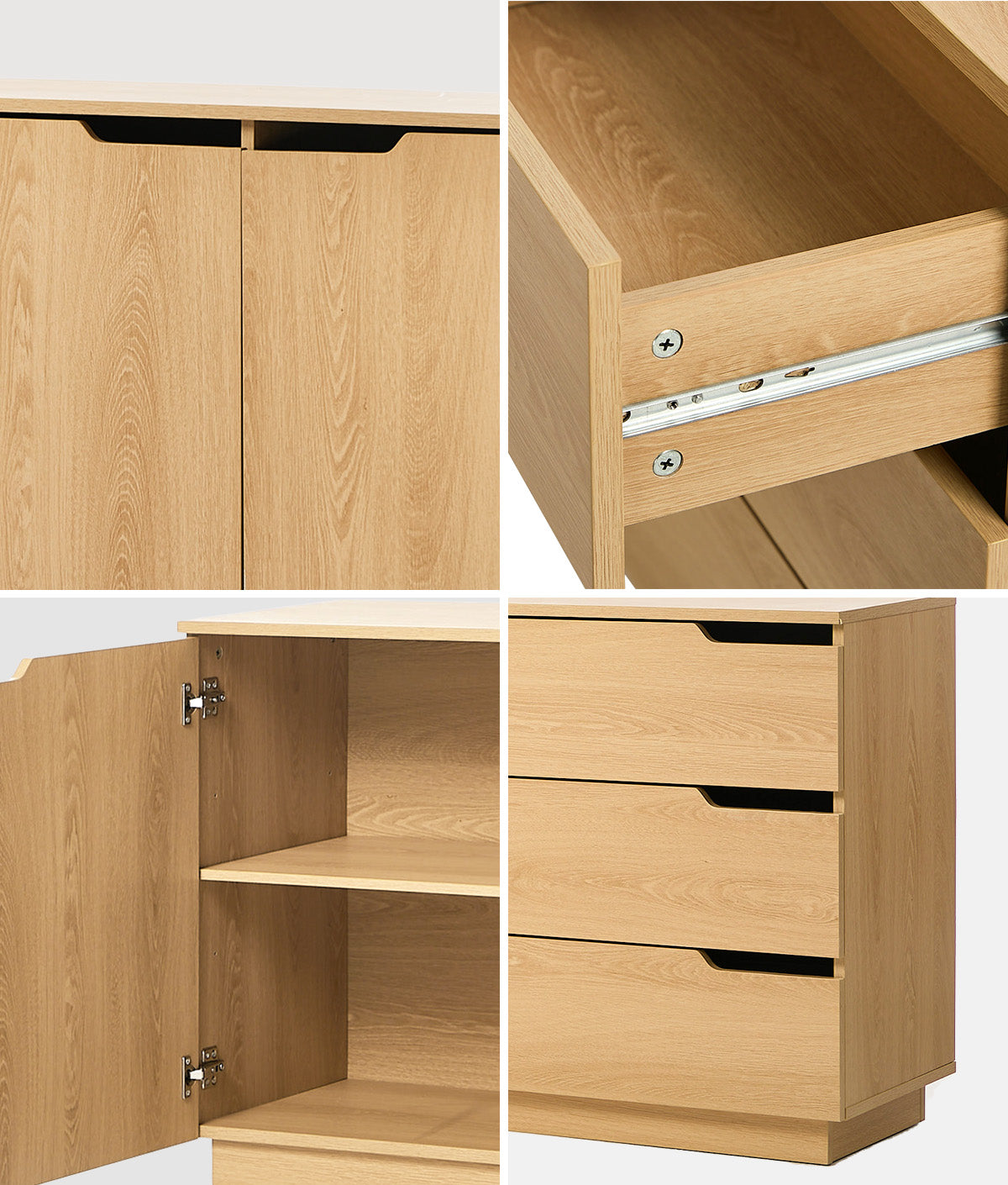 Oikiture Buffet Sideboard Storage Cabinet 3 Drawers Cupboard Hallway Table - Sunyee