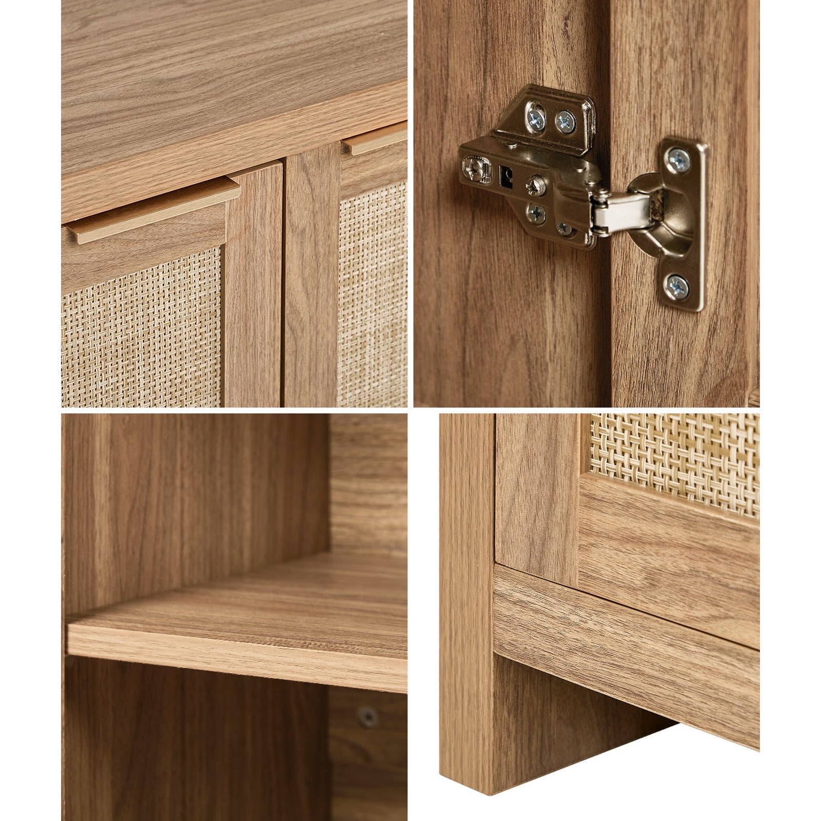 Oikiture Buffet Sideboard Rattan Storage Cabinet Cupboard Kitchen Hallway Table - Sunyee