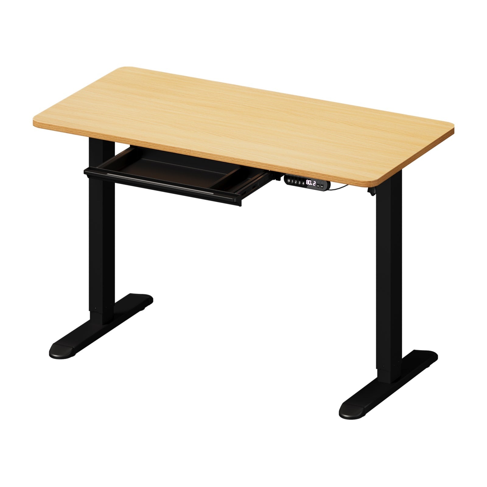 Oikiture 120CM Electric Standing Desk with Drawer Height Adjustable Black & Oak - Sunyee