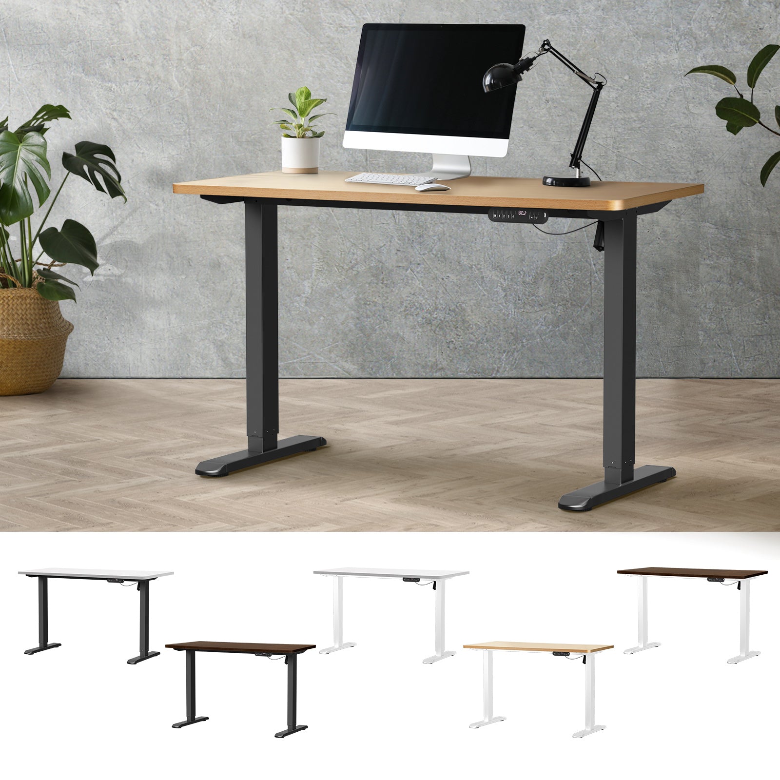 Oikiture 120CM Electric Standing Desk Single Motor Frame with Tabletop 3 Colour - Sunyee