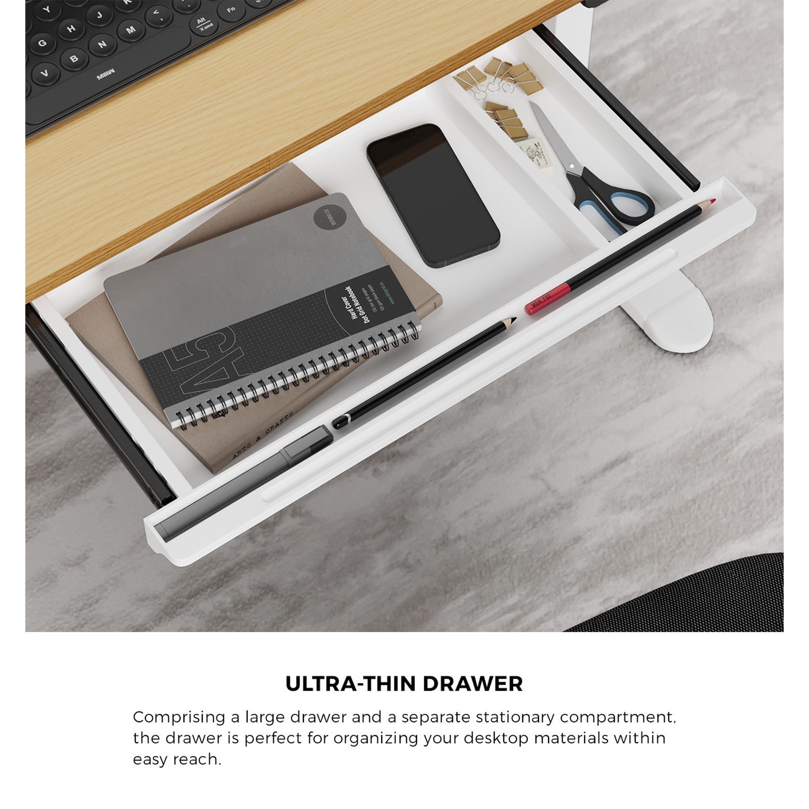 Oikiture 120CM Electric Standing Desk with Drawer Height Adjustable White & Oak - Sunyee