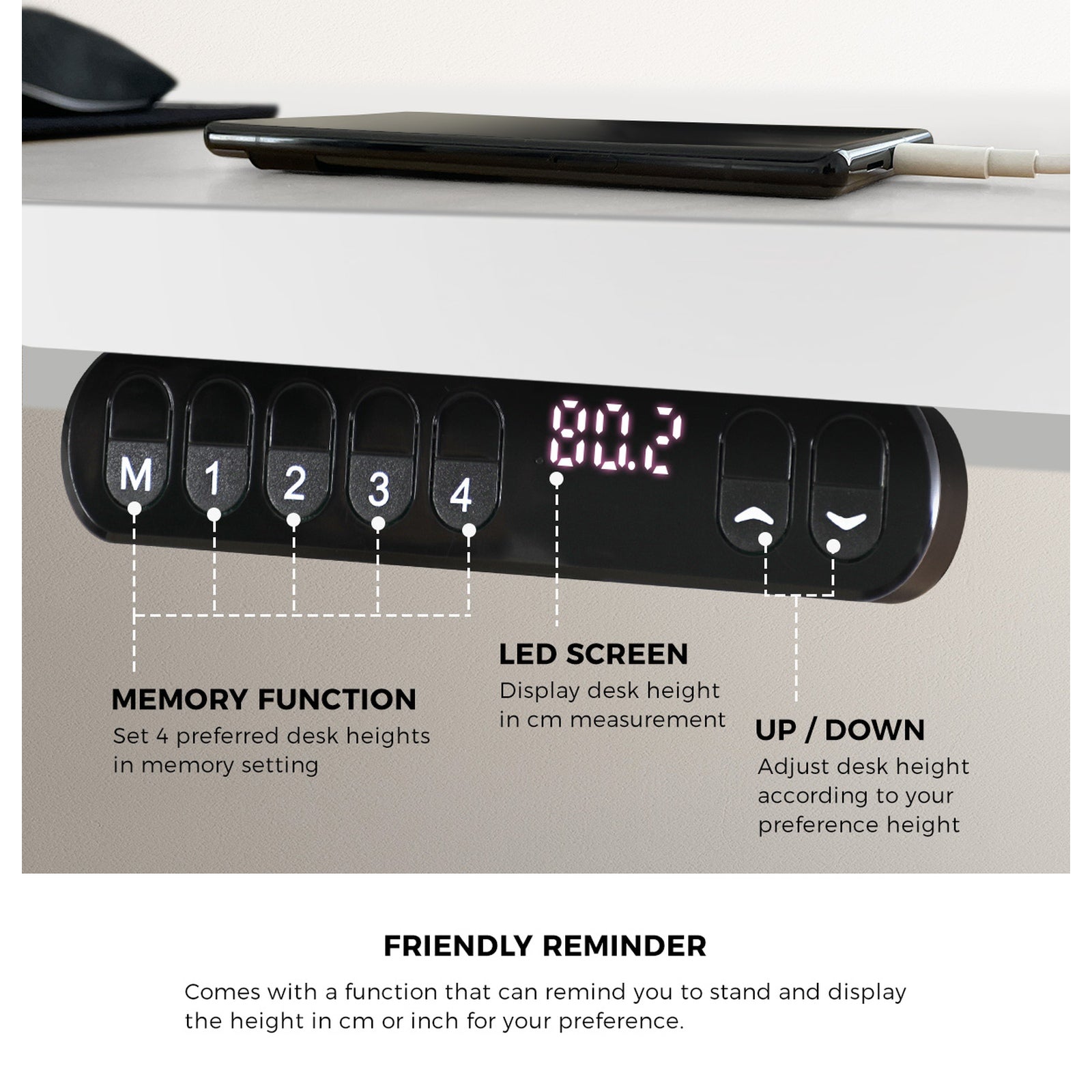Oikiture 120cm Electric Standing Desk With Drawer Adjustable Height White - Sunyee