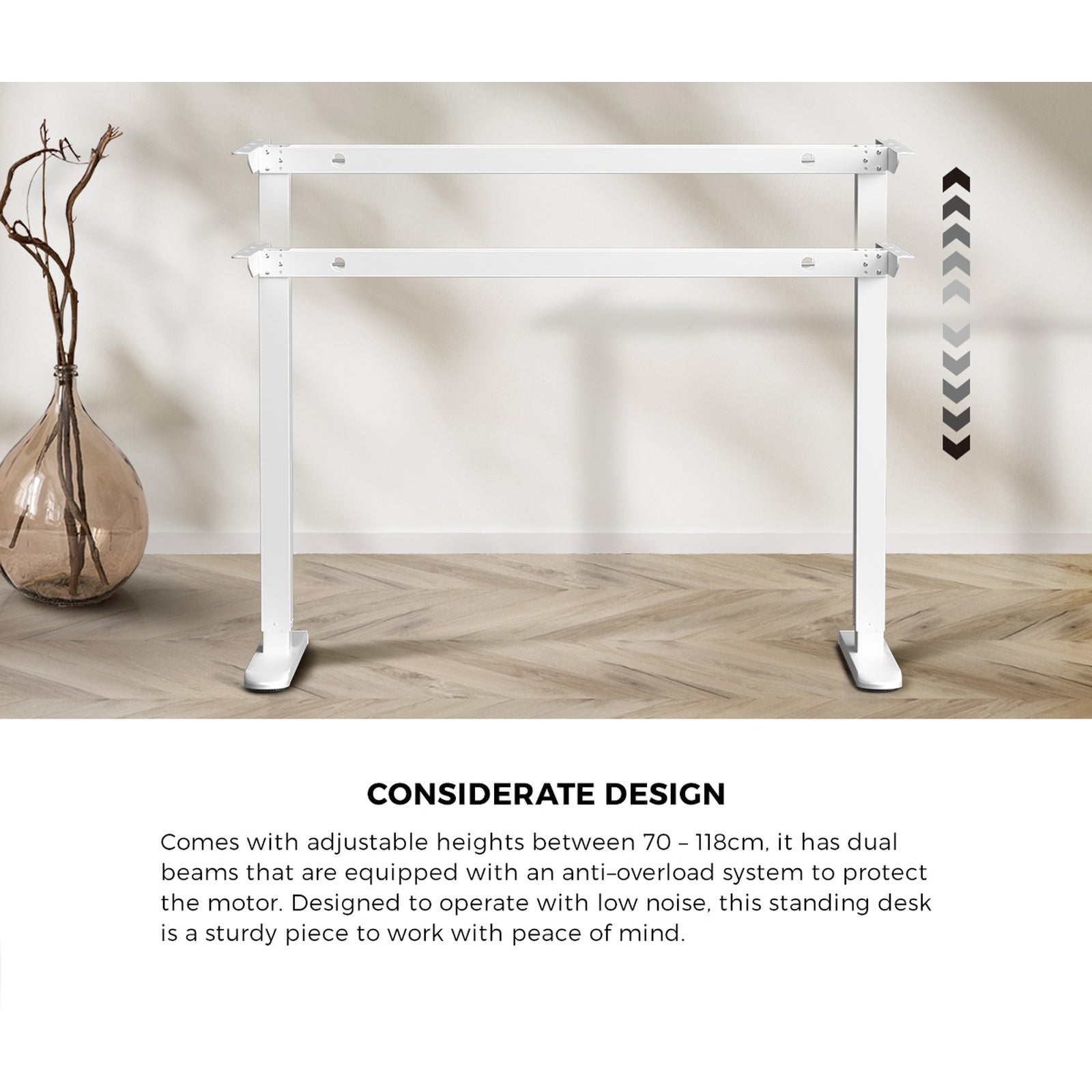 Oikiture 120cm Electric Standing Desk With Drawer Adjustable Height White - Sunyee