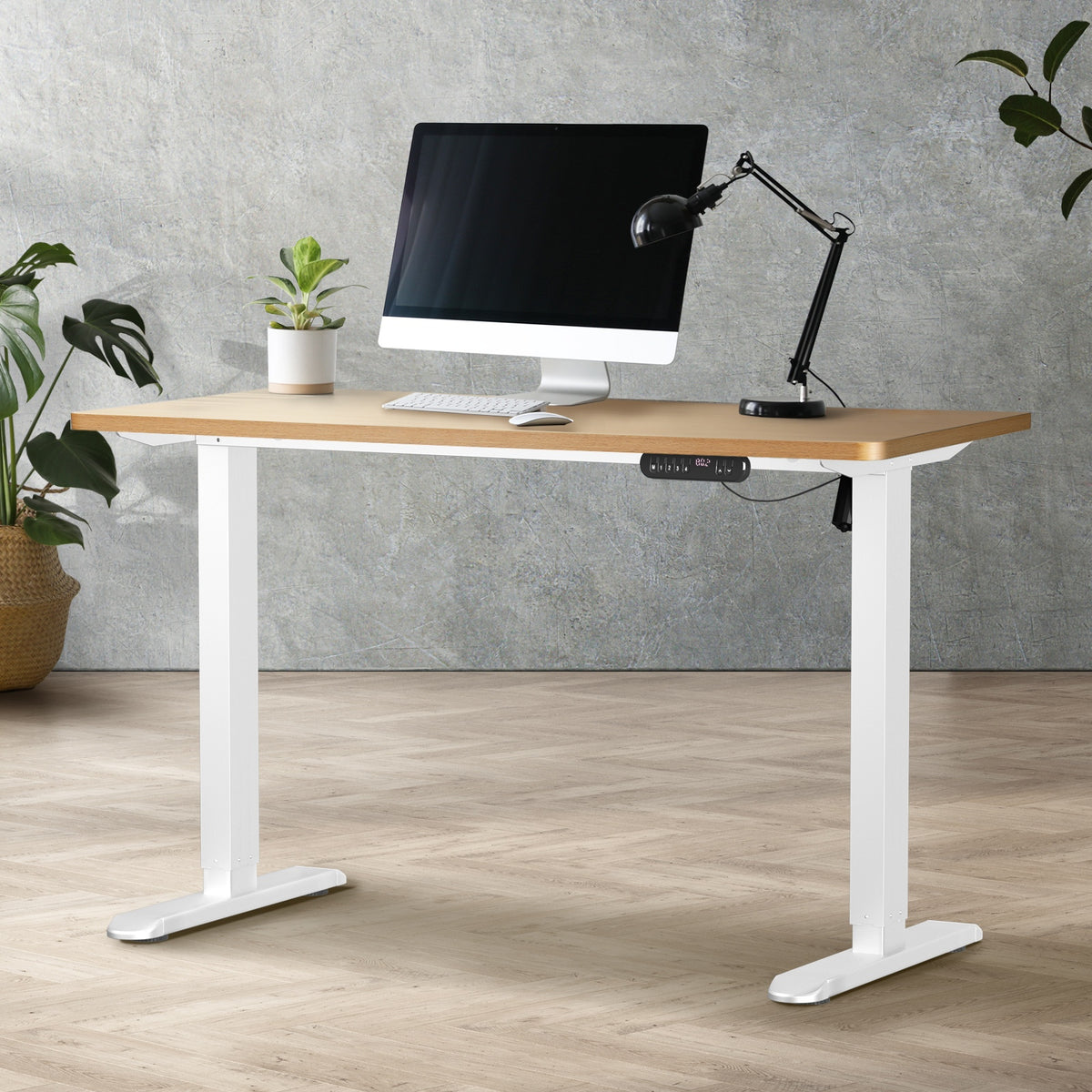 Oikiture 120CM Electric Standing Desk Single Motor Frame with Tabletop 3 Colour