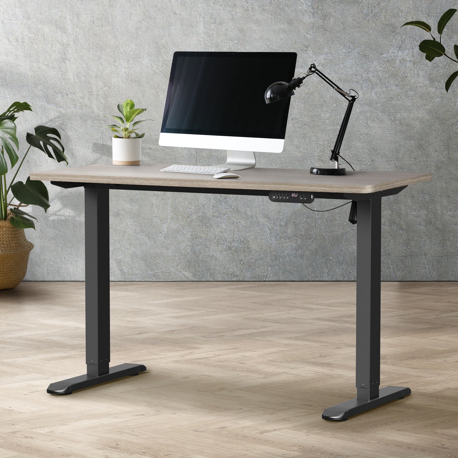 Oikiture Electric Standing Desk Single Motor Black Frame 140CM Tabletop - Sunyee