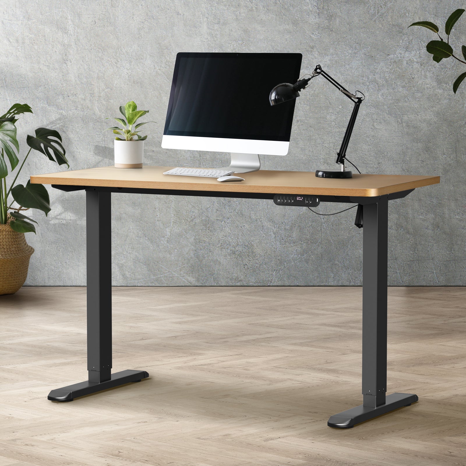 Oikiture Electric Standing Desk Single Motor Black Frame 140CM Tabletop - Sunyee