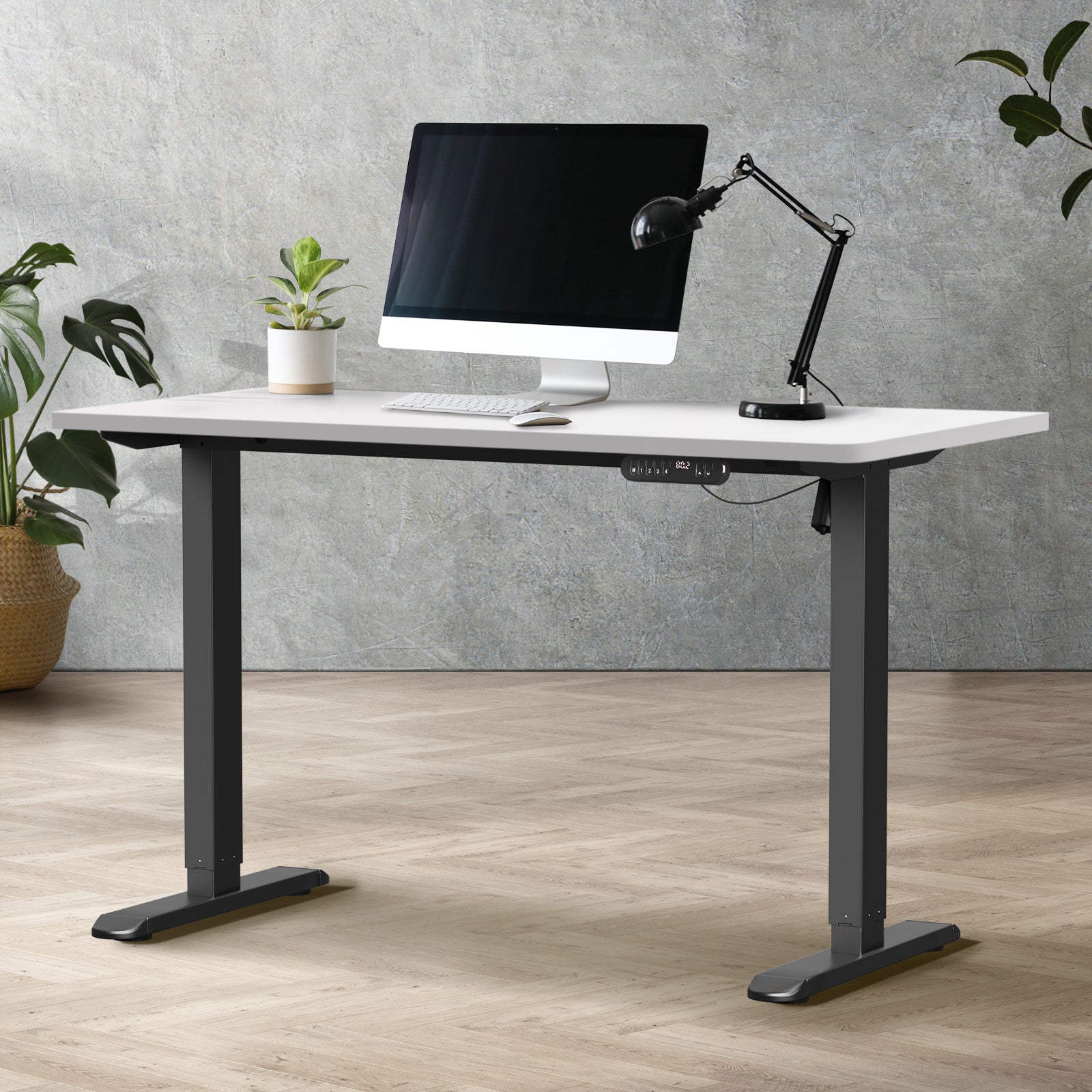 Oikiture Electric Standing Desk Single Motor Black Frame 140CM Tabletop - Sunyee