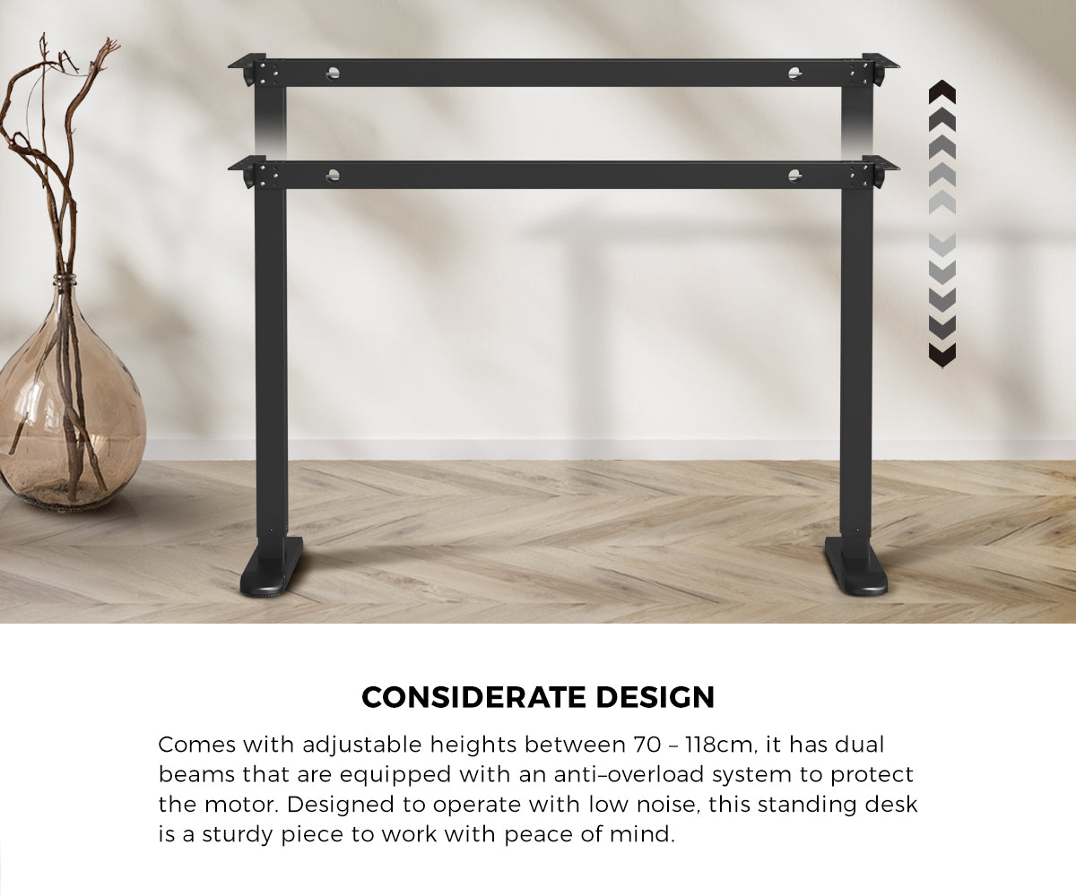 Oikiture Electric Standing Desk Single Motor Black Frame 140CM Tabletop - Sunyee