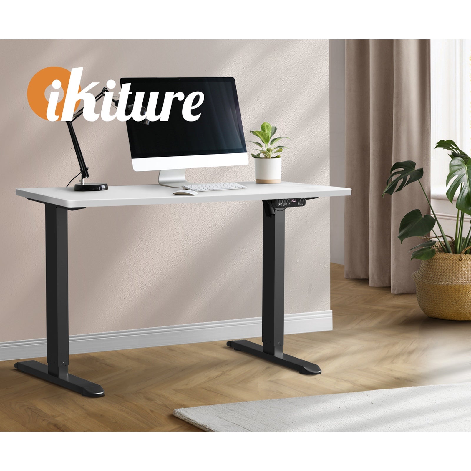 Oikiture Electric Standing Desk Single Motor Black Frame 140CM Tabletop - Sunyee