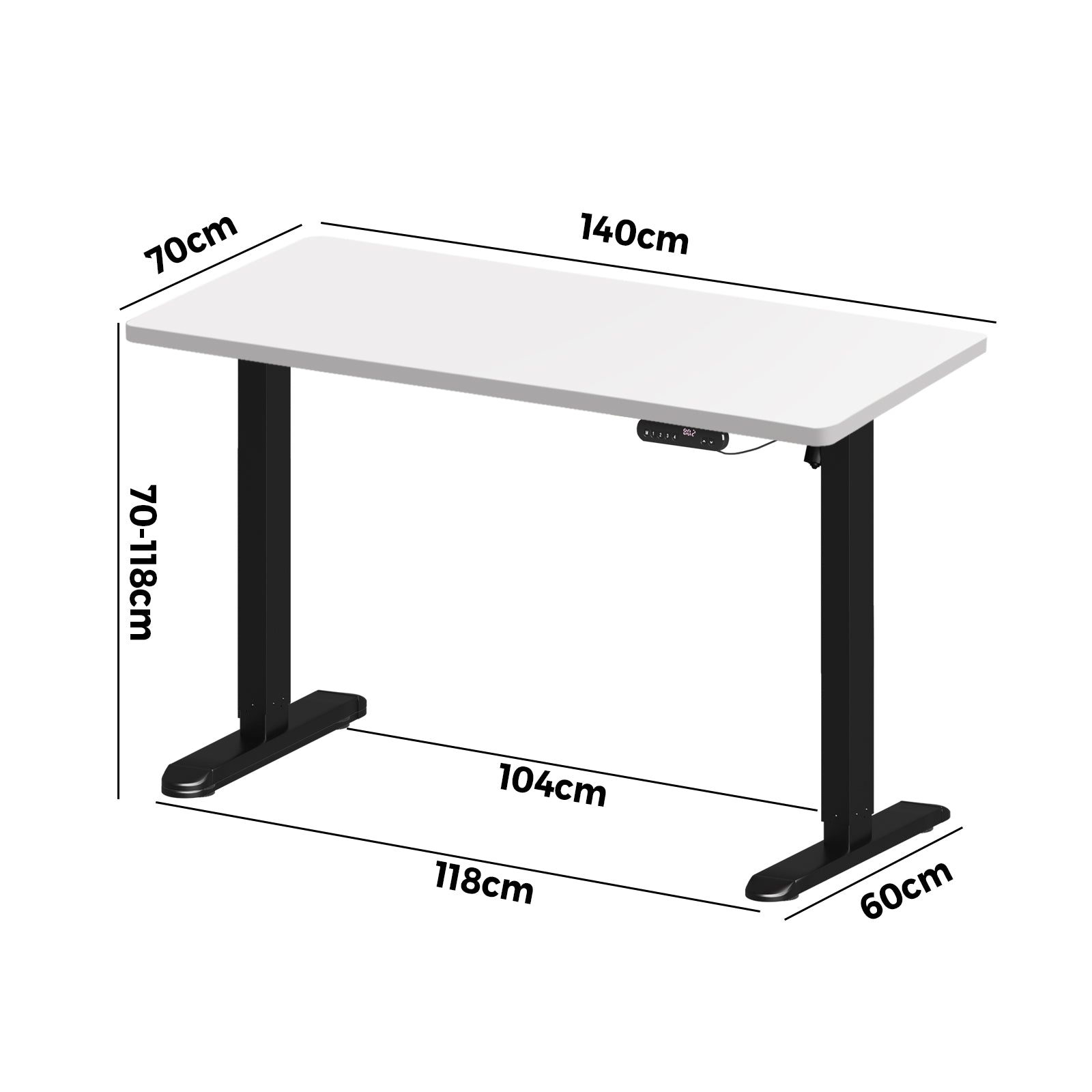 Oikiture Electric Standing Desk Single Motor Black Frame 140CM Tabletop - Sunyee