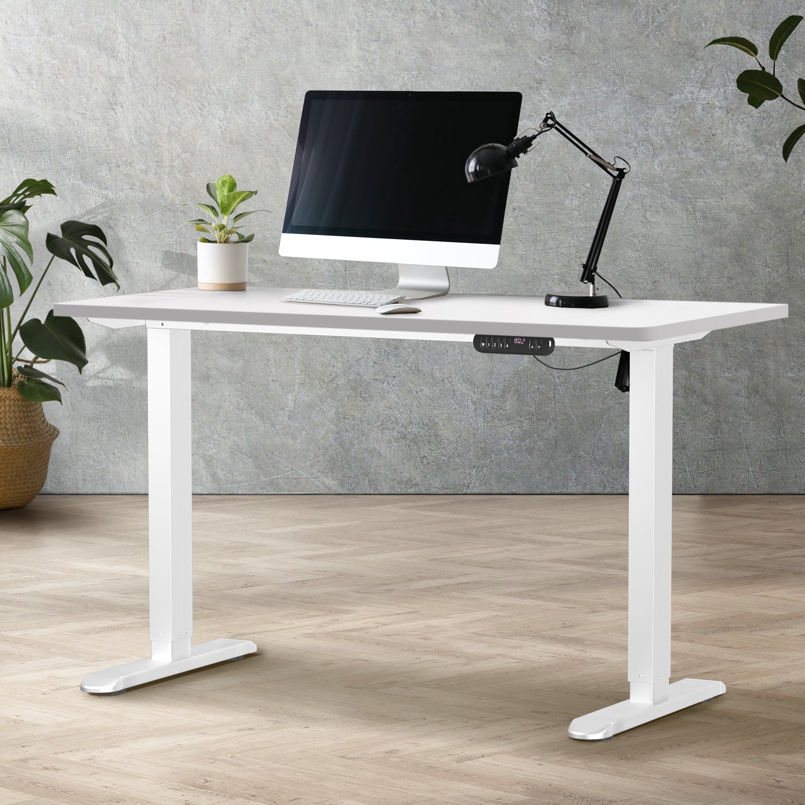 Oikiture Electric Standing Desk Single Motor Black Frame 140CM Tabletop - Sunyee