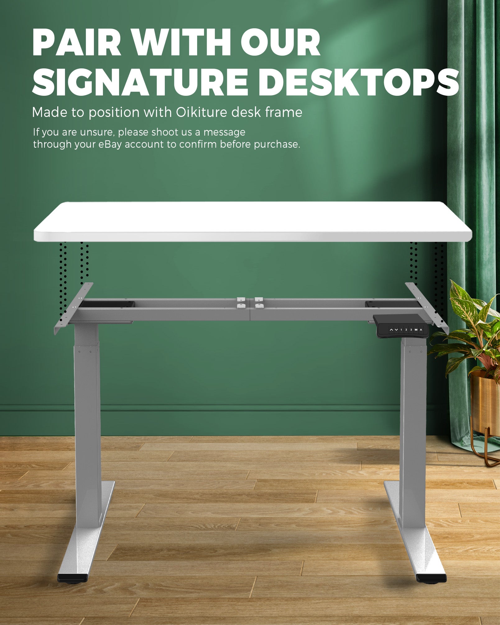 Oikiture Standing Desk Motorised Height Adjustable Stand Office Computer Table - Sunyee