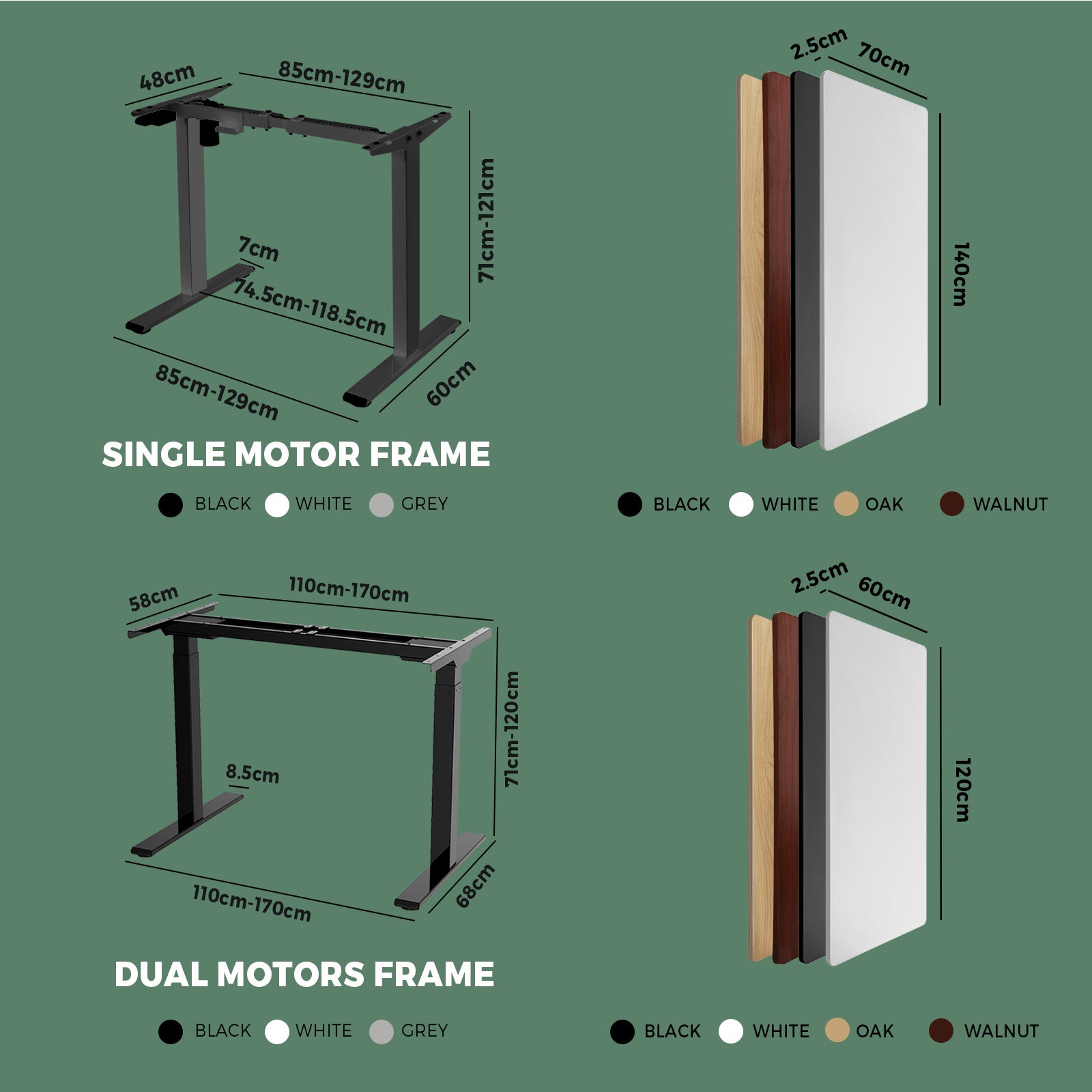 Oikiture Standing Desk Motorised Height Adjustable Stand Office Computer Table - Sunyee