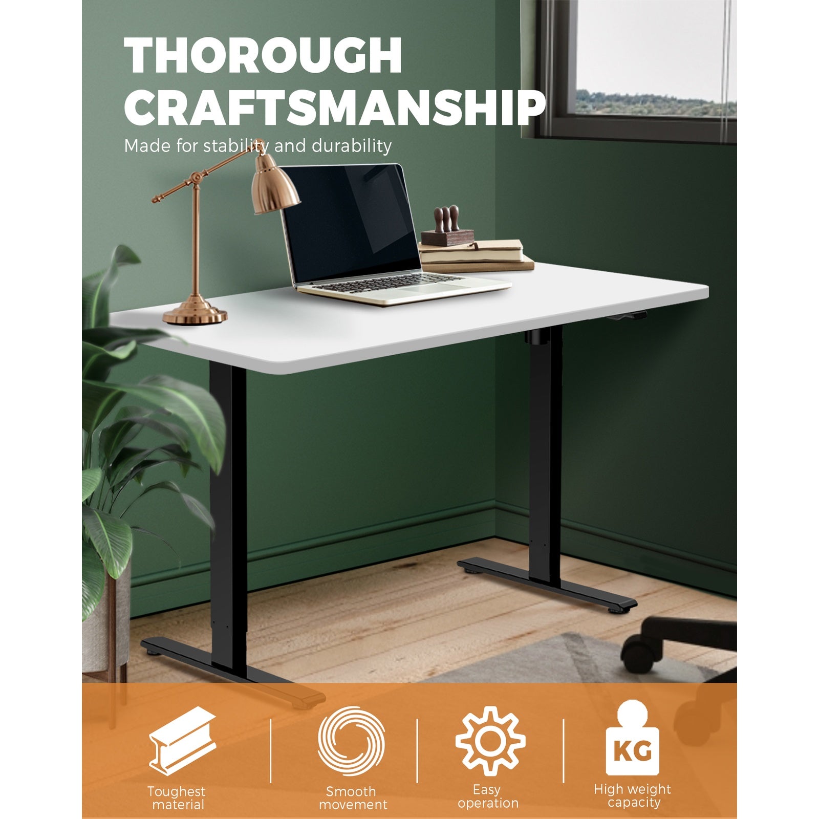 Oikiture Standing Desk Height Adjustable Motorised Electric Sit Stand Table - Sunyee