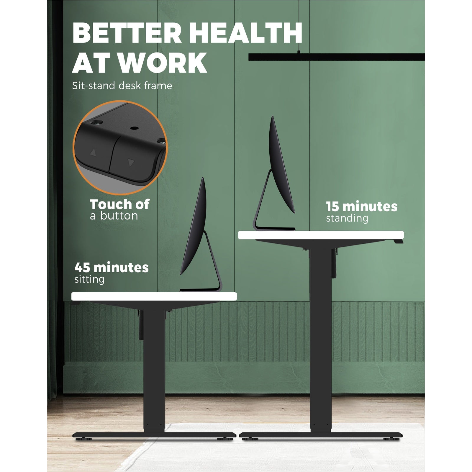 Oikiture Standing Desk Height Adjustable Motorised Electric Sit Stand Table - Sunyee