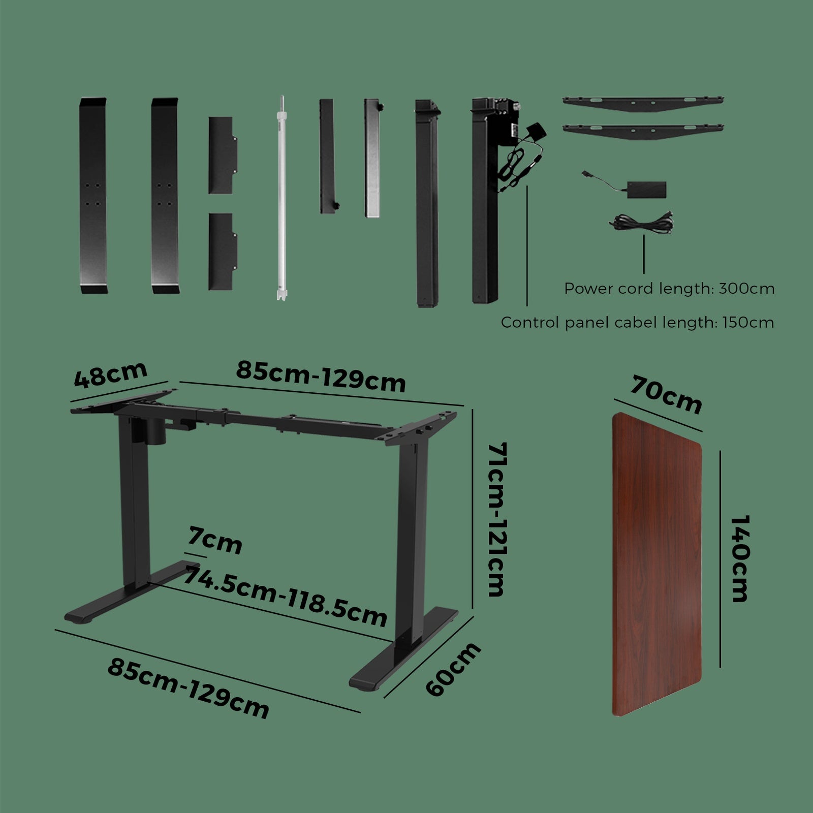 Oikiture Standing Desk Electric Motorised Sit Stand Up Adjustable Height Office - Sunyee