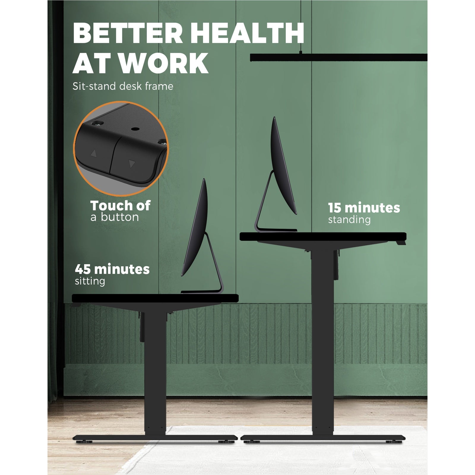 Oikiture Standing Desk Motorised Electric Height Adjustable Sit Stand Table Home - Sunyee