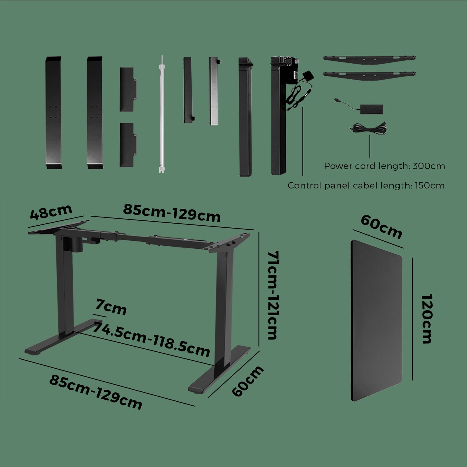 Oikiture Standing Desk Motorised Electric Height Adjustable Sit Stand Table Home - Sunyee