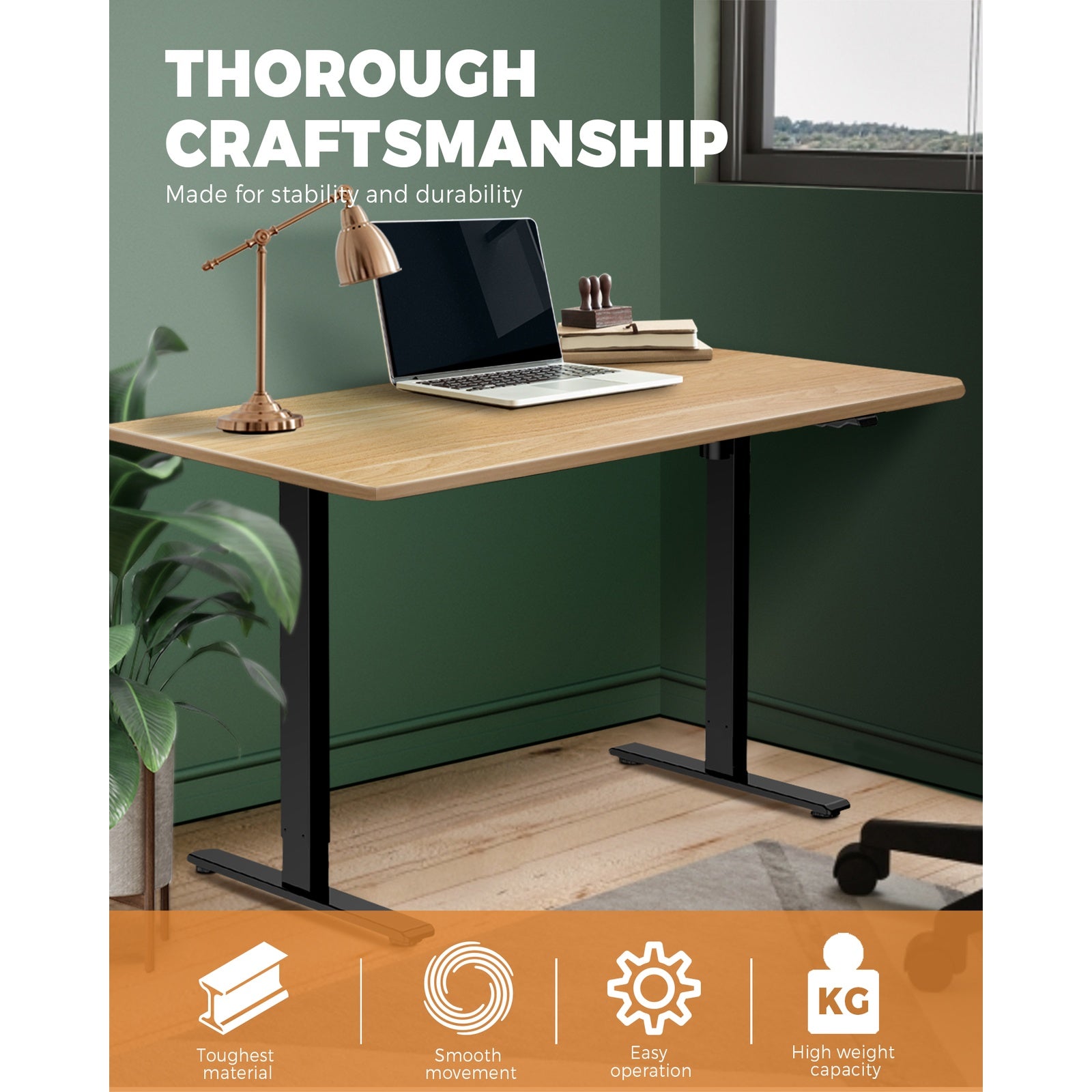 Oikiture Standing Desk Height Adjustable Electric Motorised Office Stand Table - Sunyee