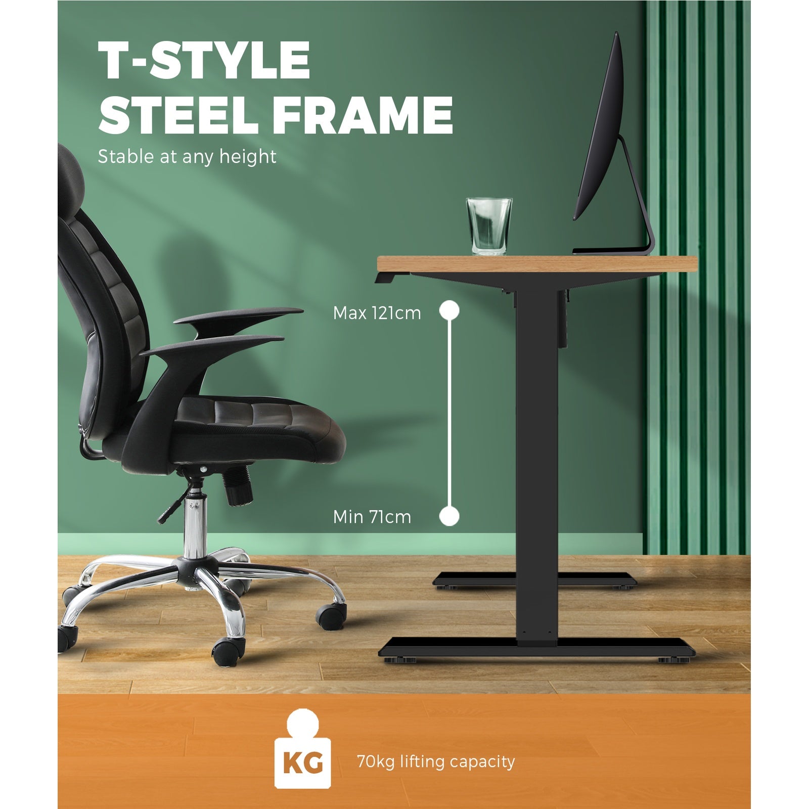 Oikiture Standing Desk Height Adjustable Electric Motorised Office Stand Table - Sunyee