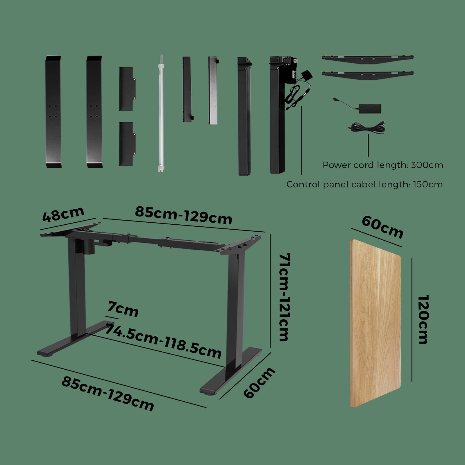 Oikiture Standing Desk Height Adjustable Electric Motorised Office Stand Table - Sunyee
