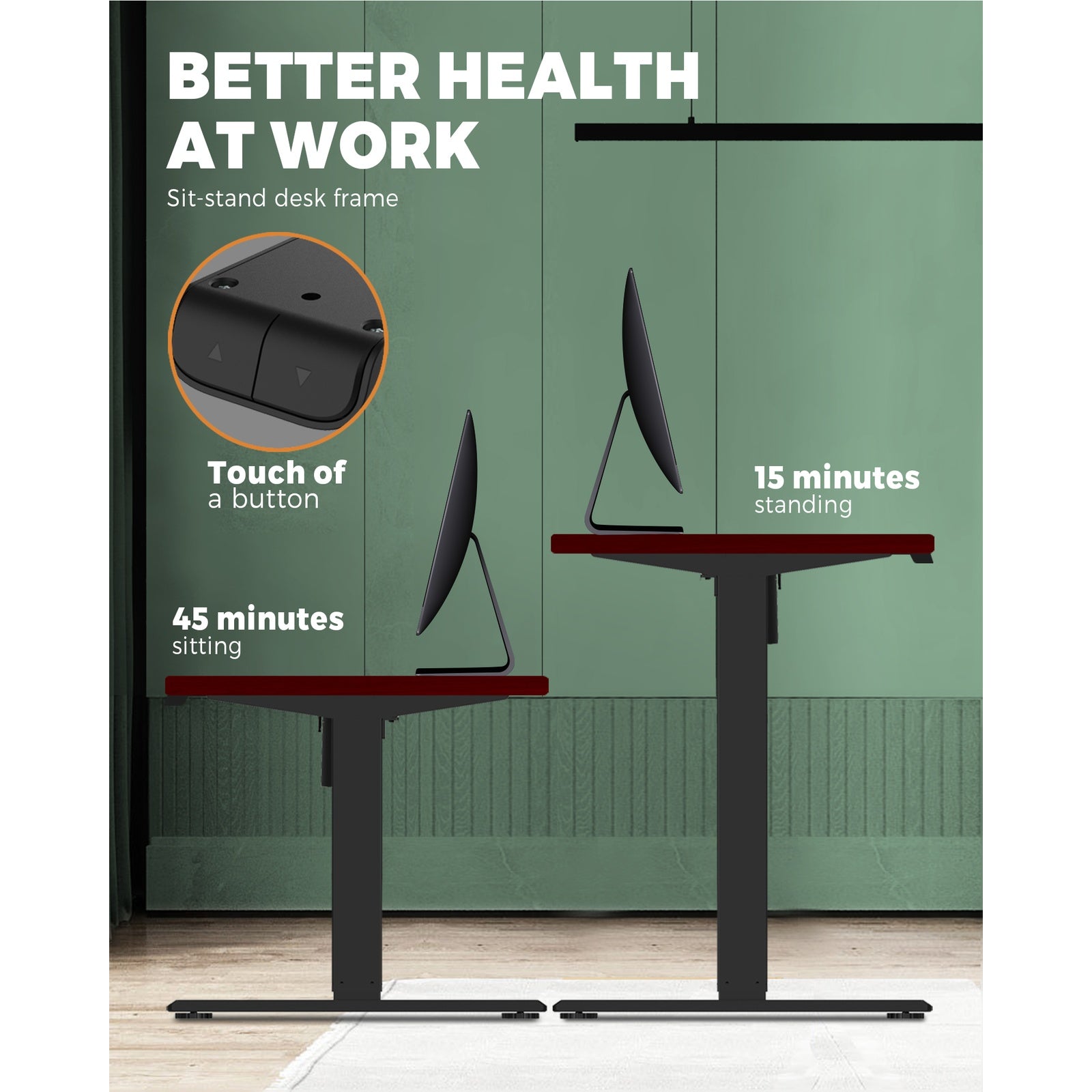 Oikiture Standing Desk Height Adjustable Electric Motorised Office Stand Table - Sunyee