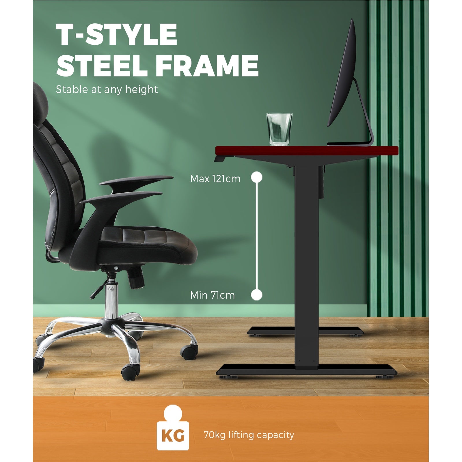 Oikiture Standing Desk Height Adjustable Electric Motorised Office Stand Table - Sunyee