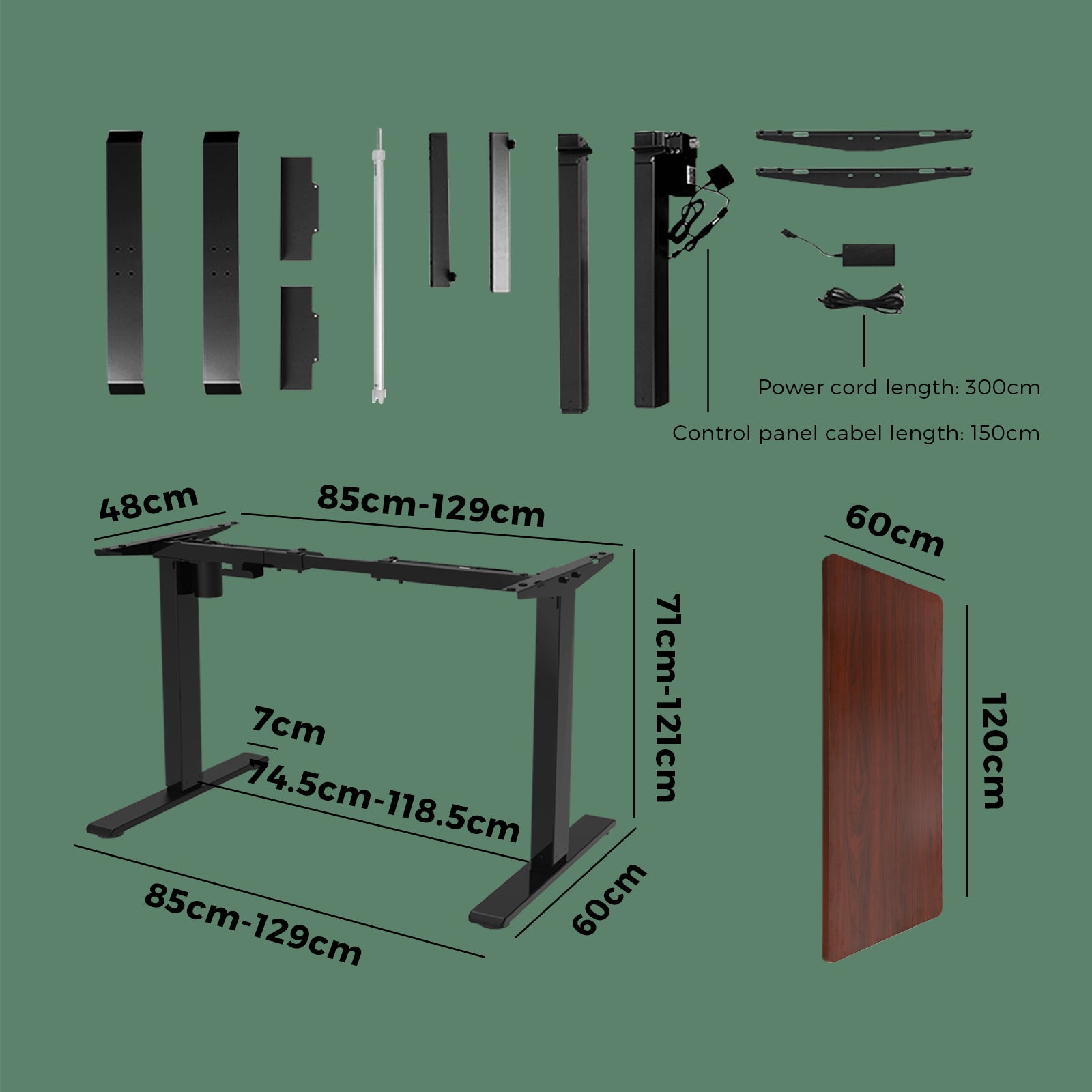 Oikiture Standing Desk Height Adjustable Electric Motorised Office Stand Table - Sunyee
