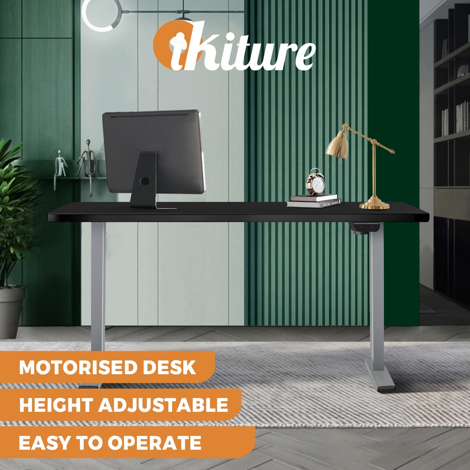 Oikiture Standing Desk Motorised Height Adjustable Stand Office Computer Table - Sunyee