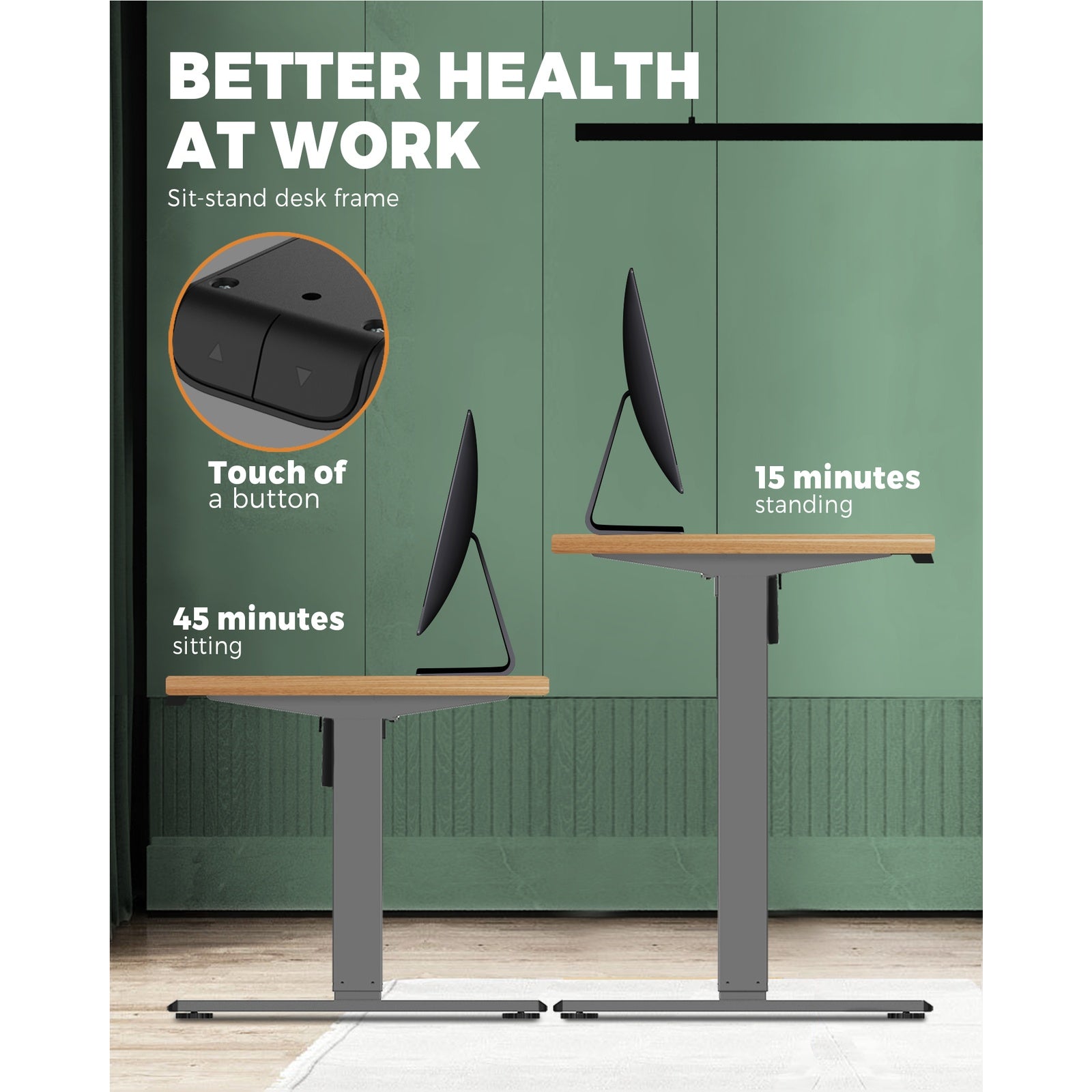 Oikiture Standing Desk Electric Sit Stand Up Motorised Adjustable Height Office - Sunyee