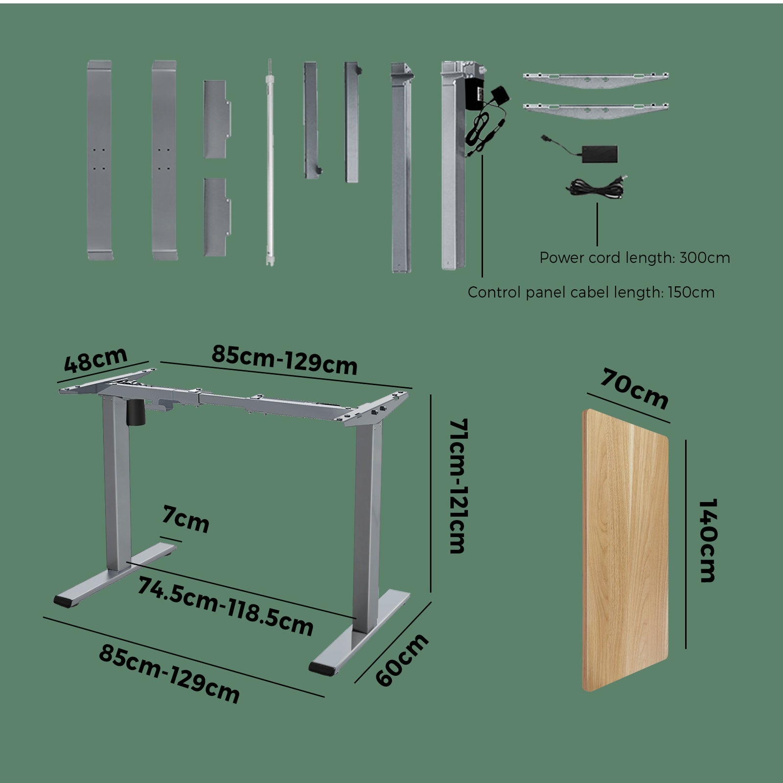 Oikiture Standing Desk Electric Sit Stand Up Motorised Adjustable Height Office - Sunyee